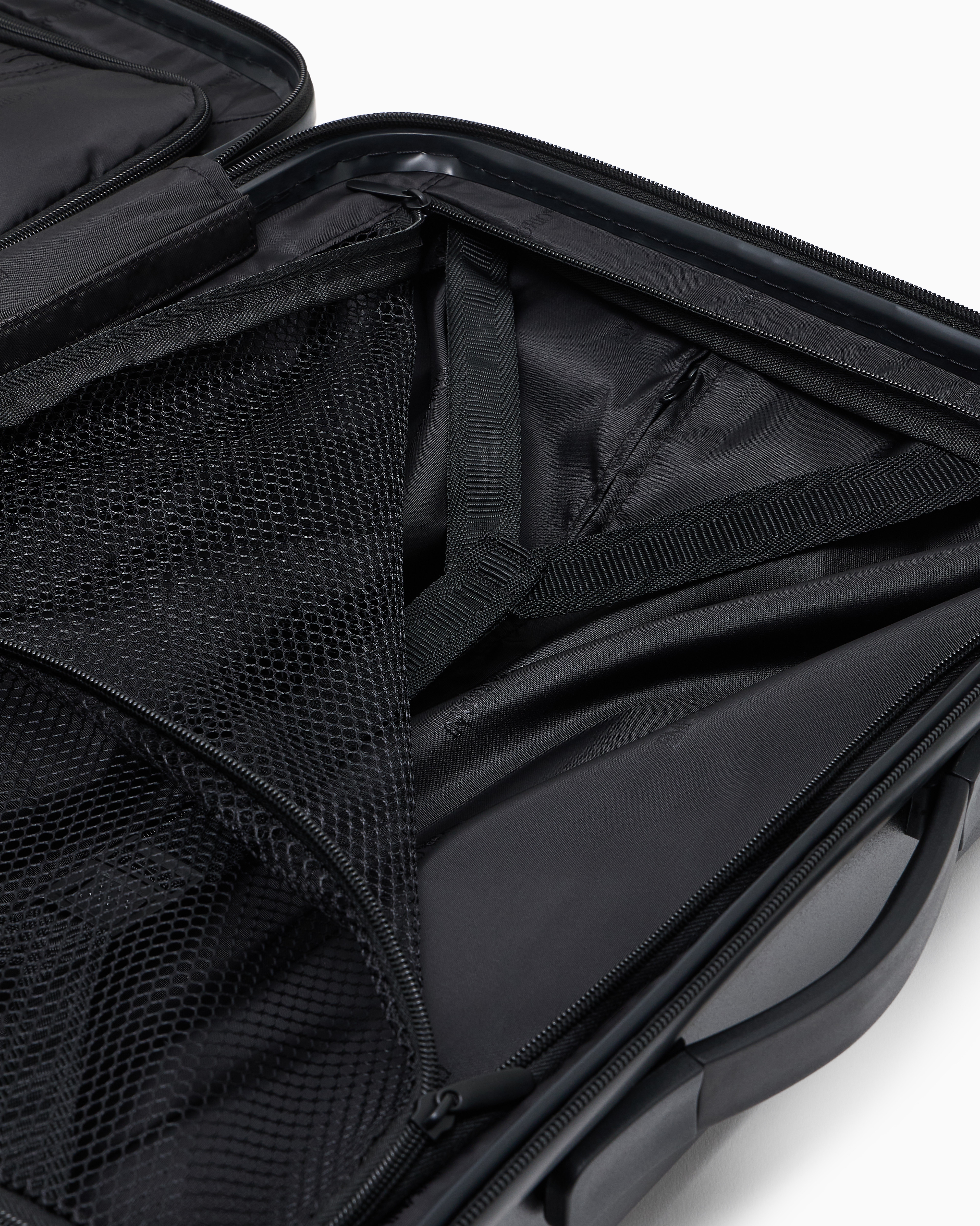 Emporio Armani - ABS carry-on case with Saffiano detail and eagle plate, Man, Black, Size: TU