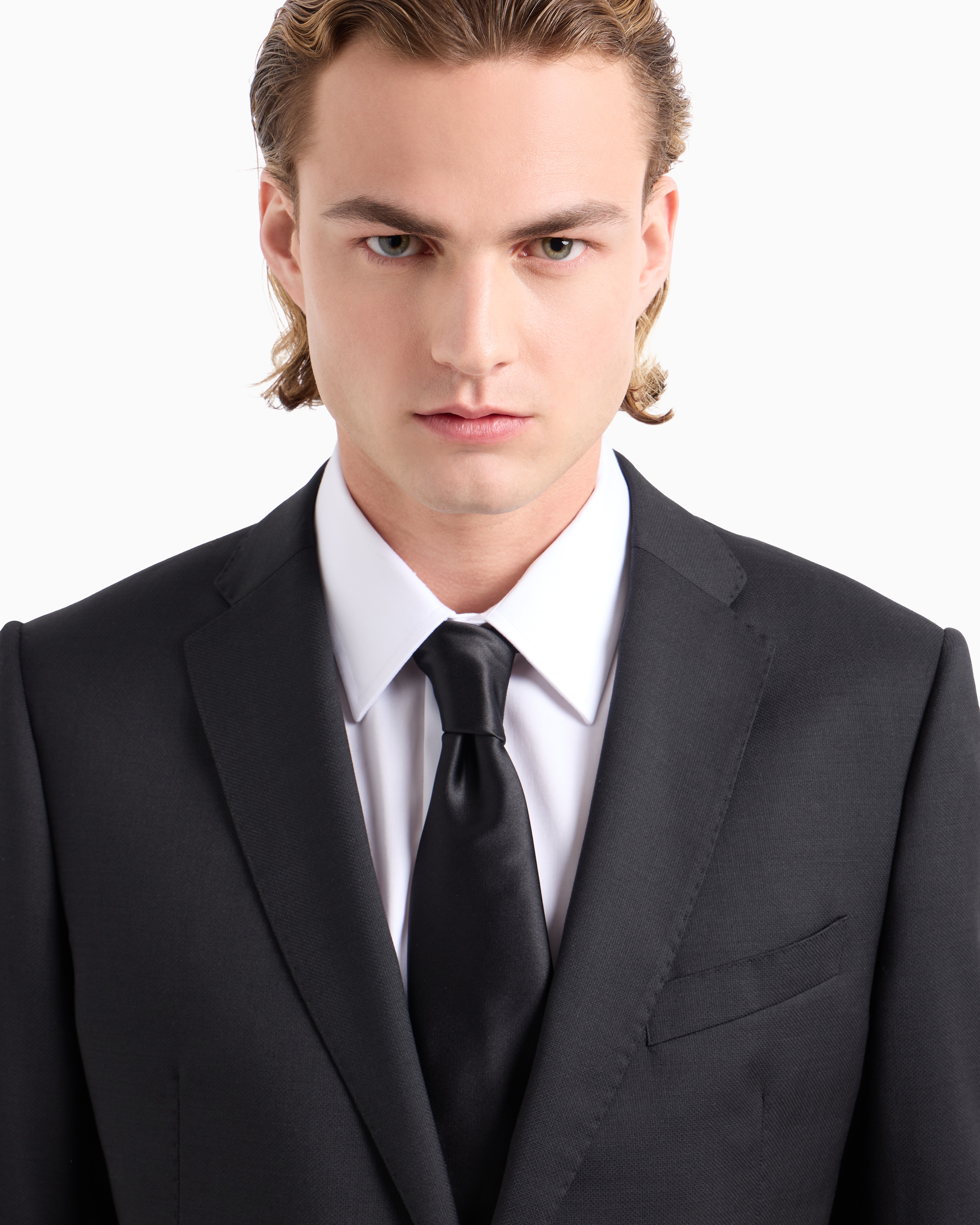 Emporio Armani - Pure silk tie with jacquard micro-motif, Man, Black, Size: TU