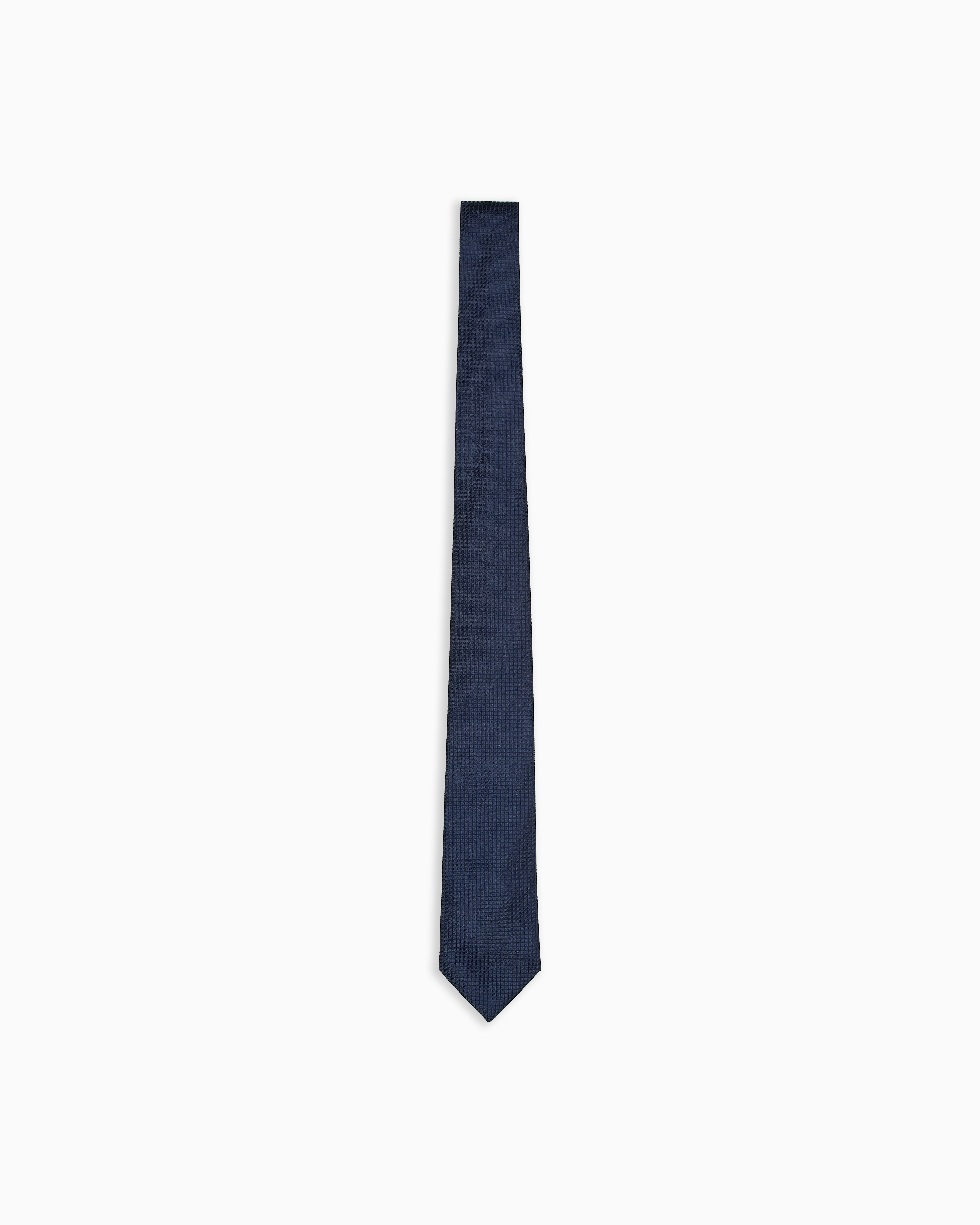 Emporio Armani Navy Blue Textured Pure Silk Tie