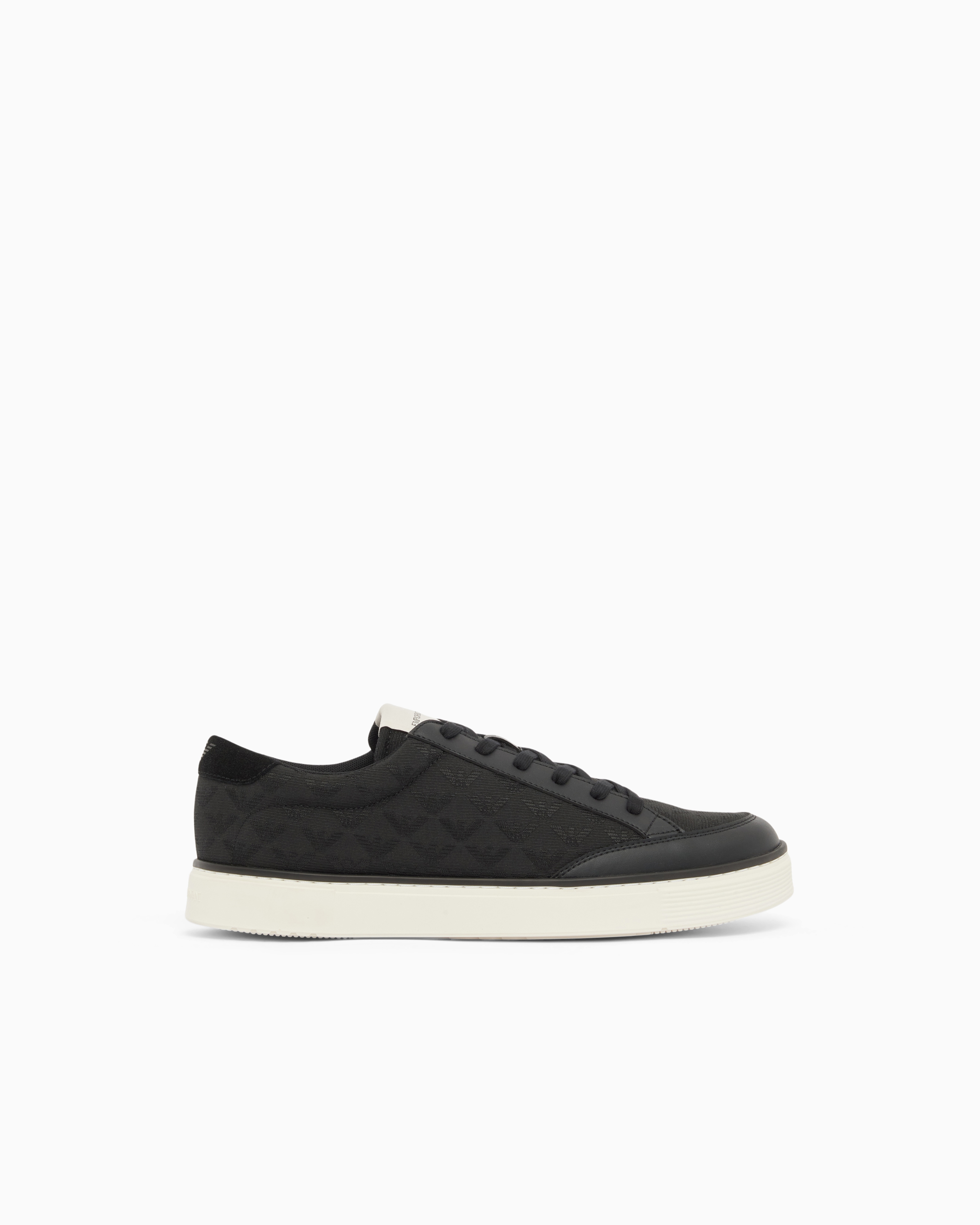Emporio Armani Black Jacquard Sneakers With An All-Over Eagle