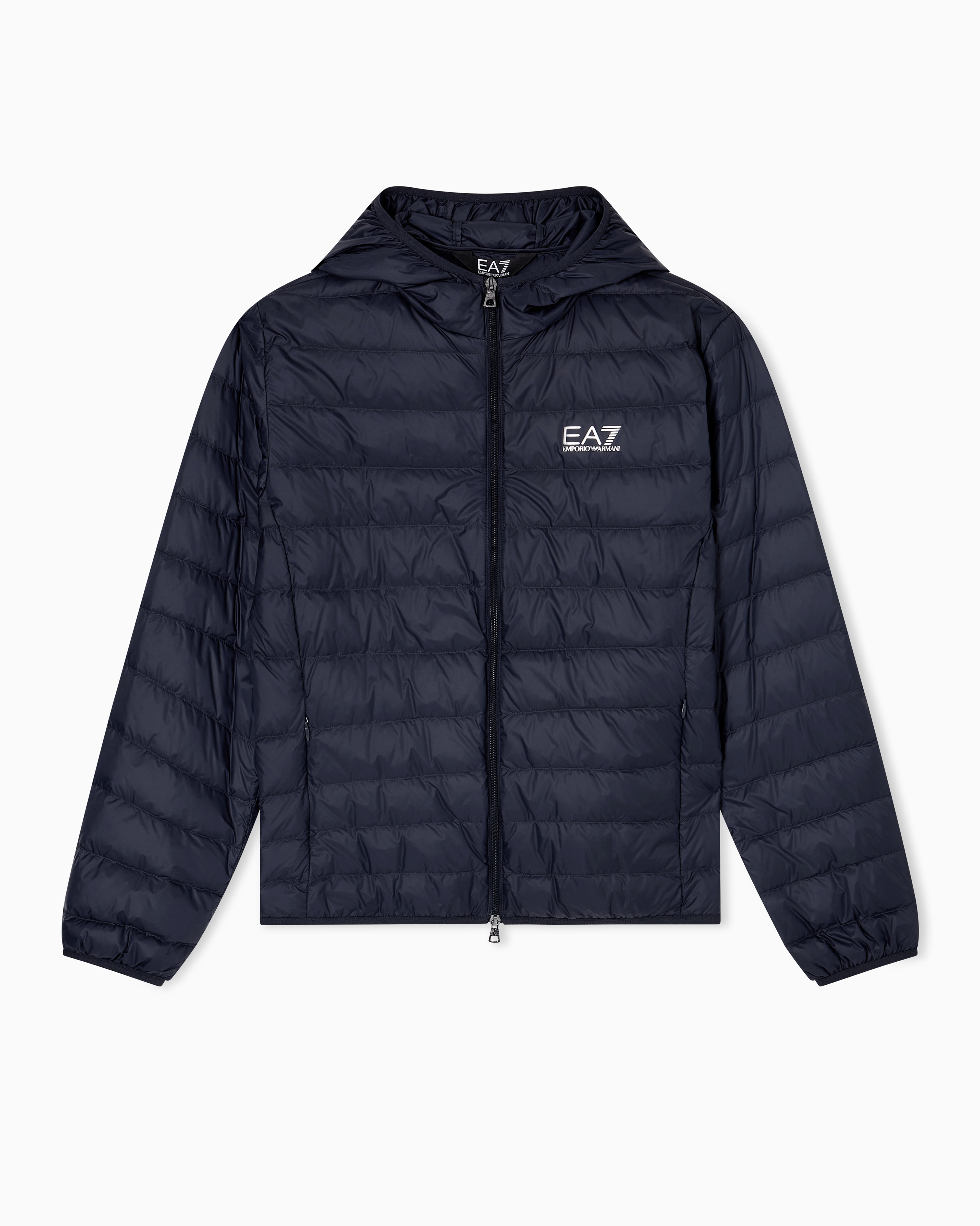 Ea7 Blue Insulated Down Jacket With Fixed Hood Core Identity
