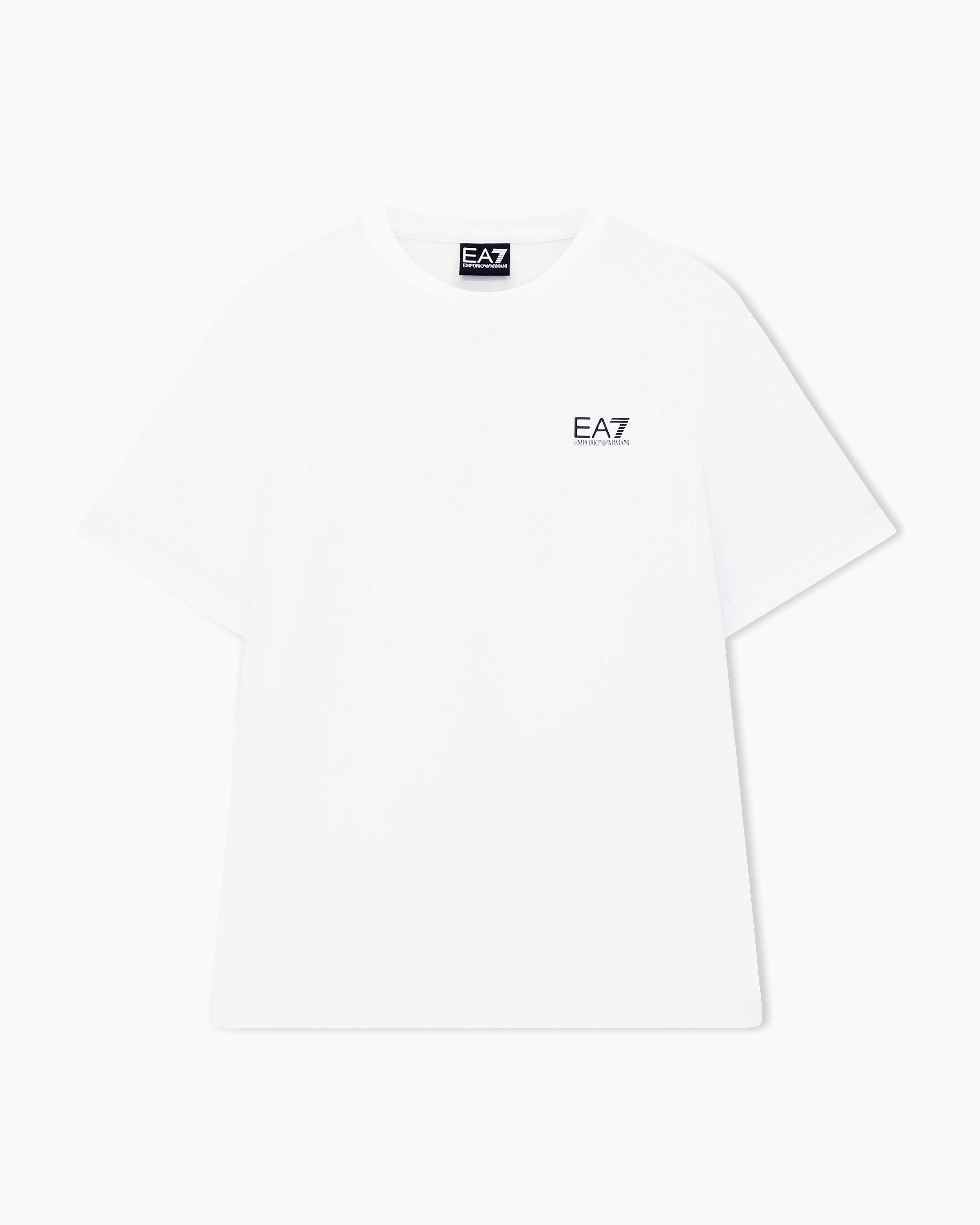 Ea7 White Logo T-Shirt In Cotton Jersey With Back Print Logo Series