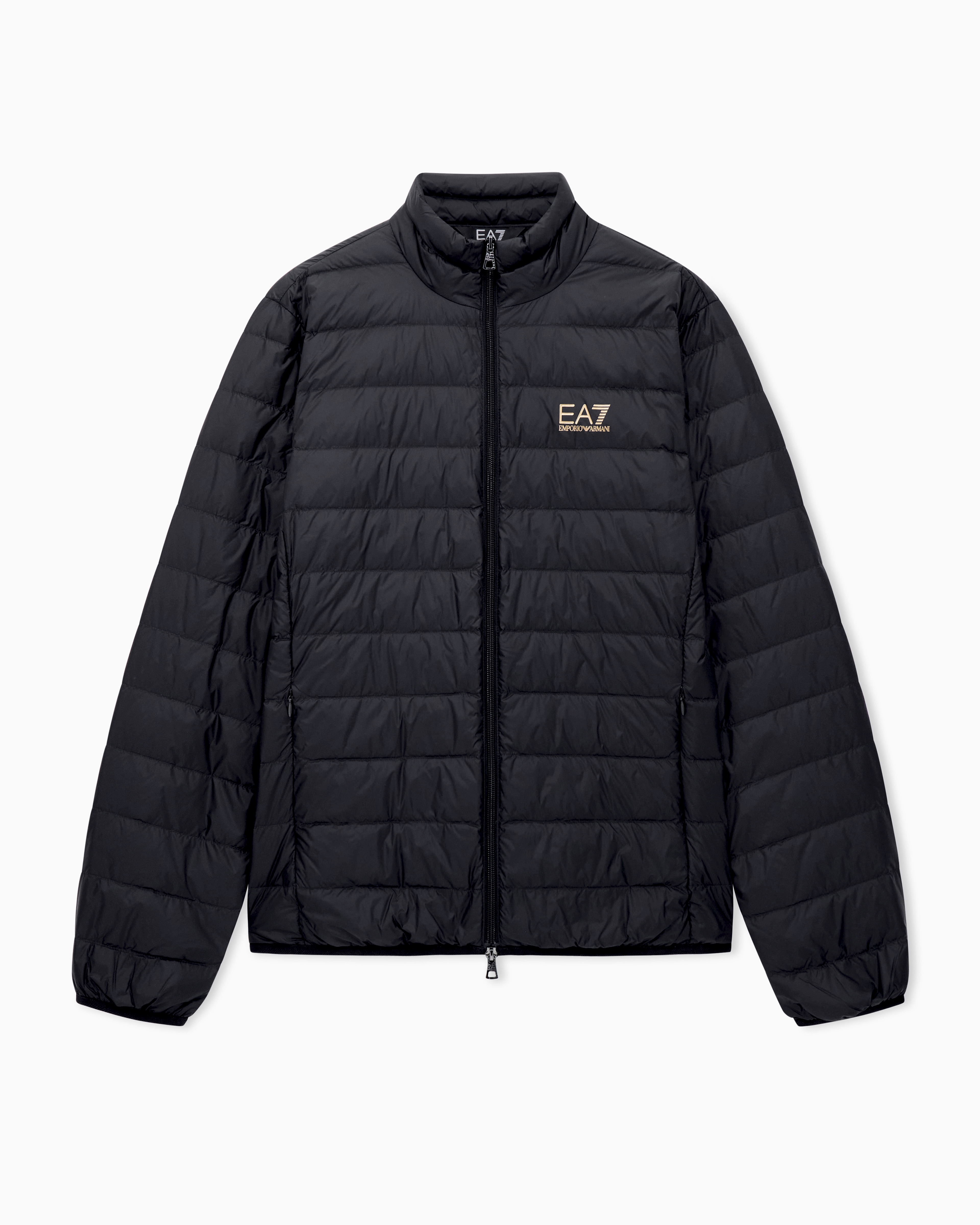 Ea7 Black Packable Down Jacket With Front Zip Core Identity