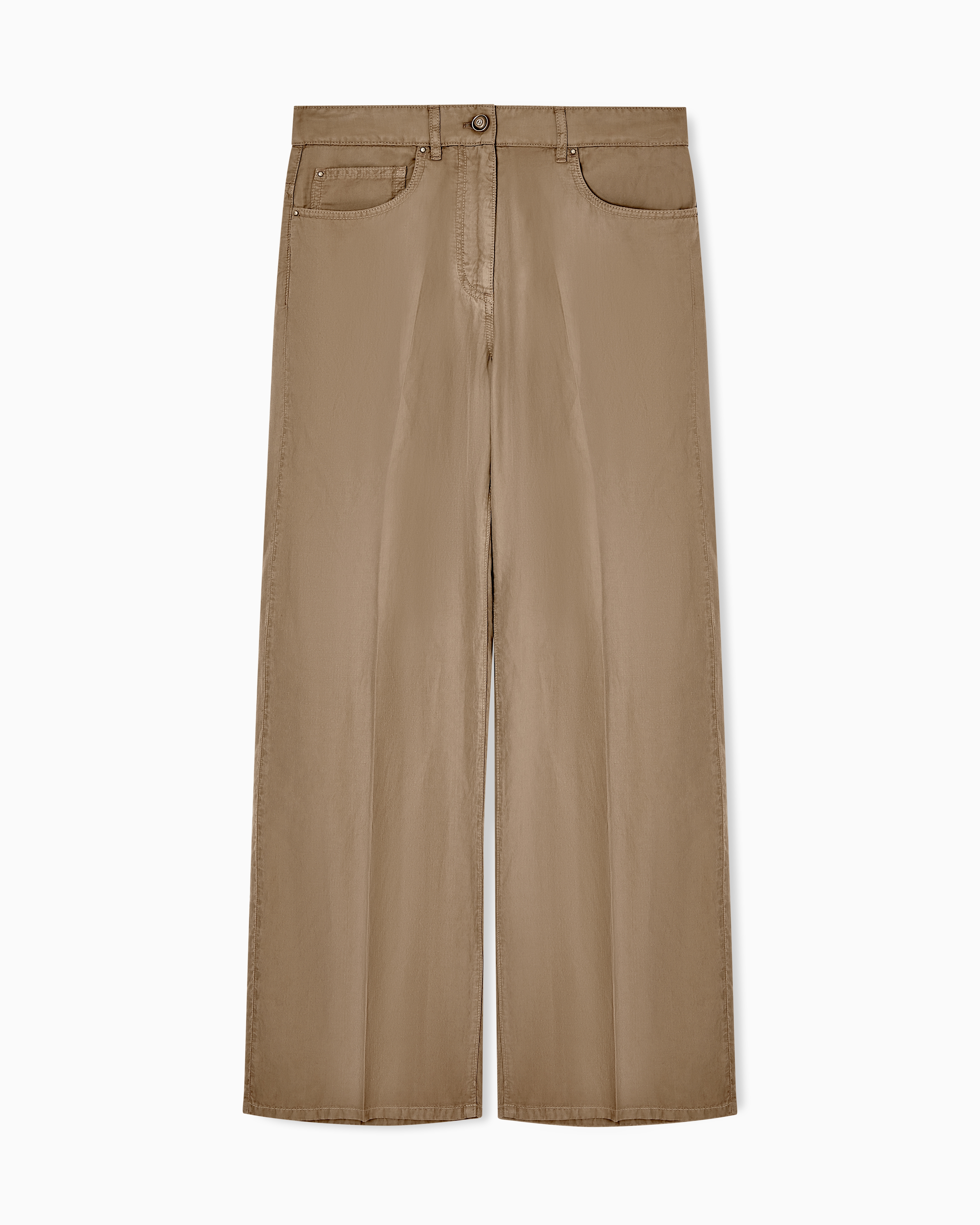 Giorgio Armani Brown Trousers In Cupro And Linen Denim Collection