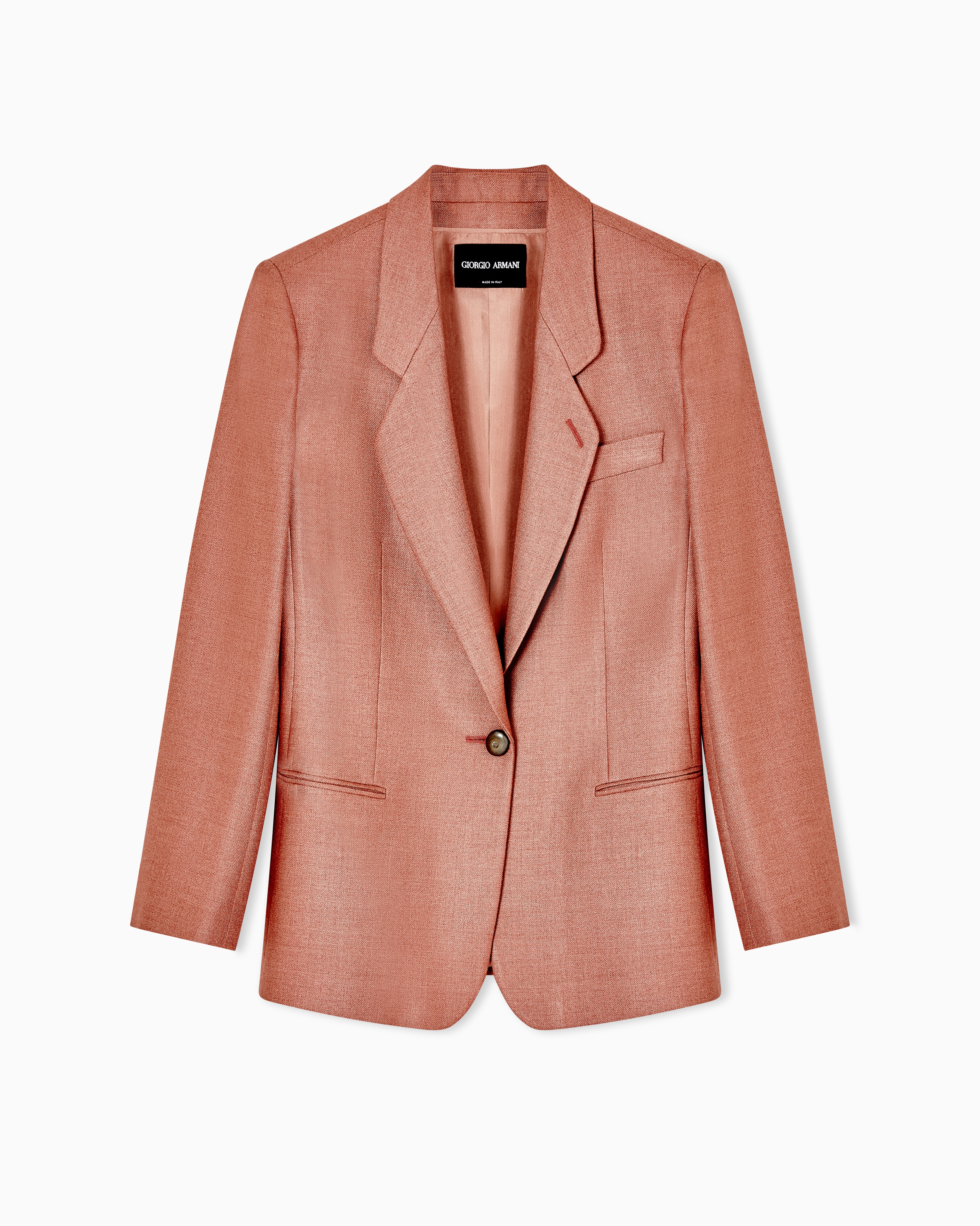 Giorgio Armani Orange Silk And Wool Single-Breasted Jacket