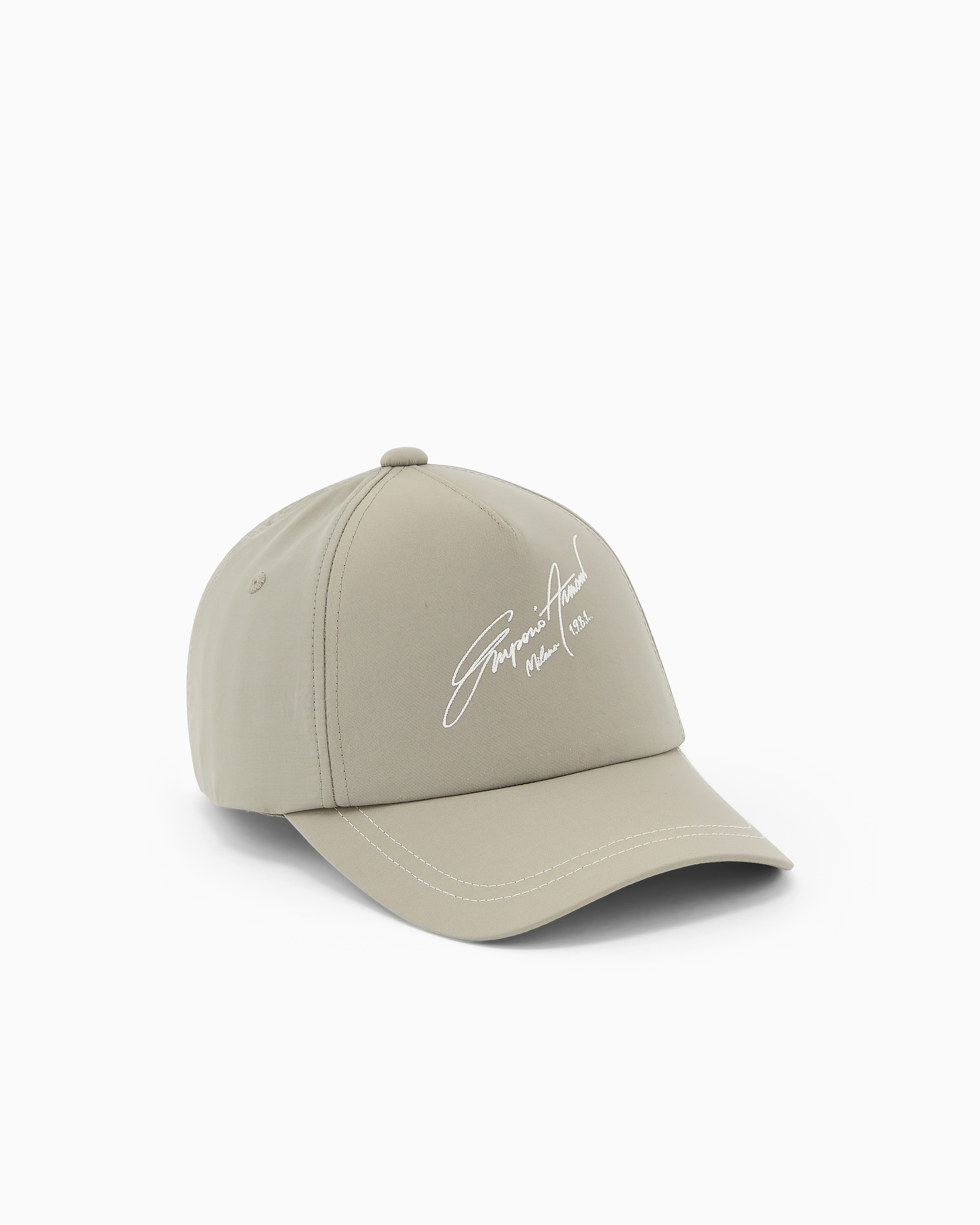 Emporio Armani Grey Nylon And Silk Blend Baseball Cap