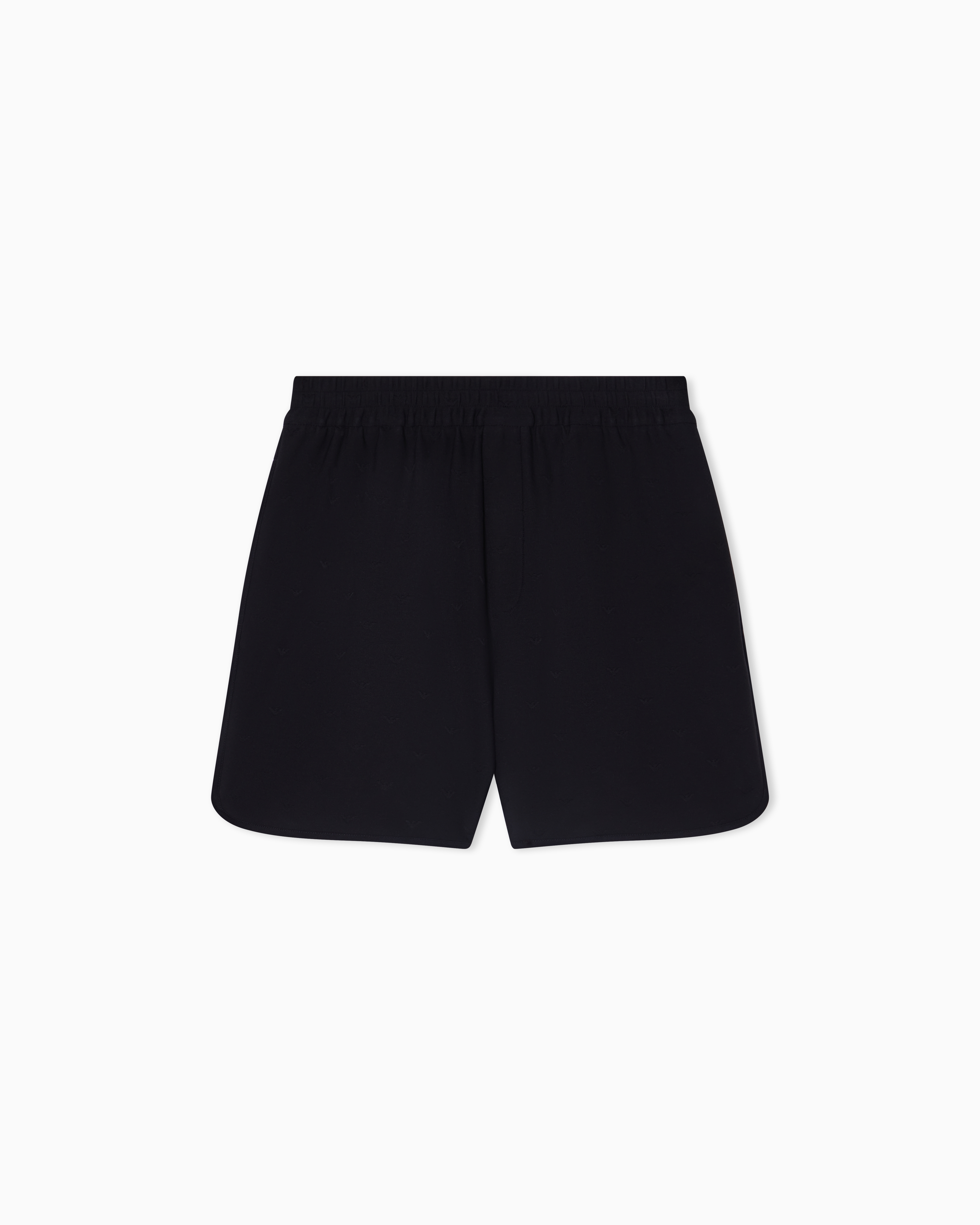 Emporio Armani Black Shorts In All-Over Micro Eagle Jacquard Jersey