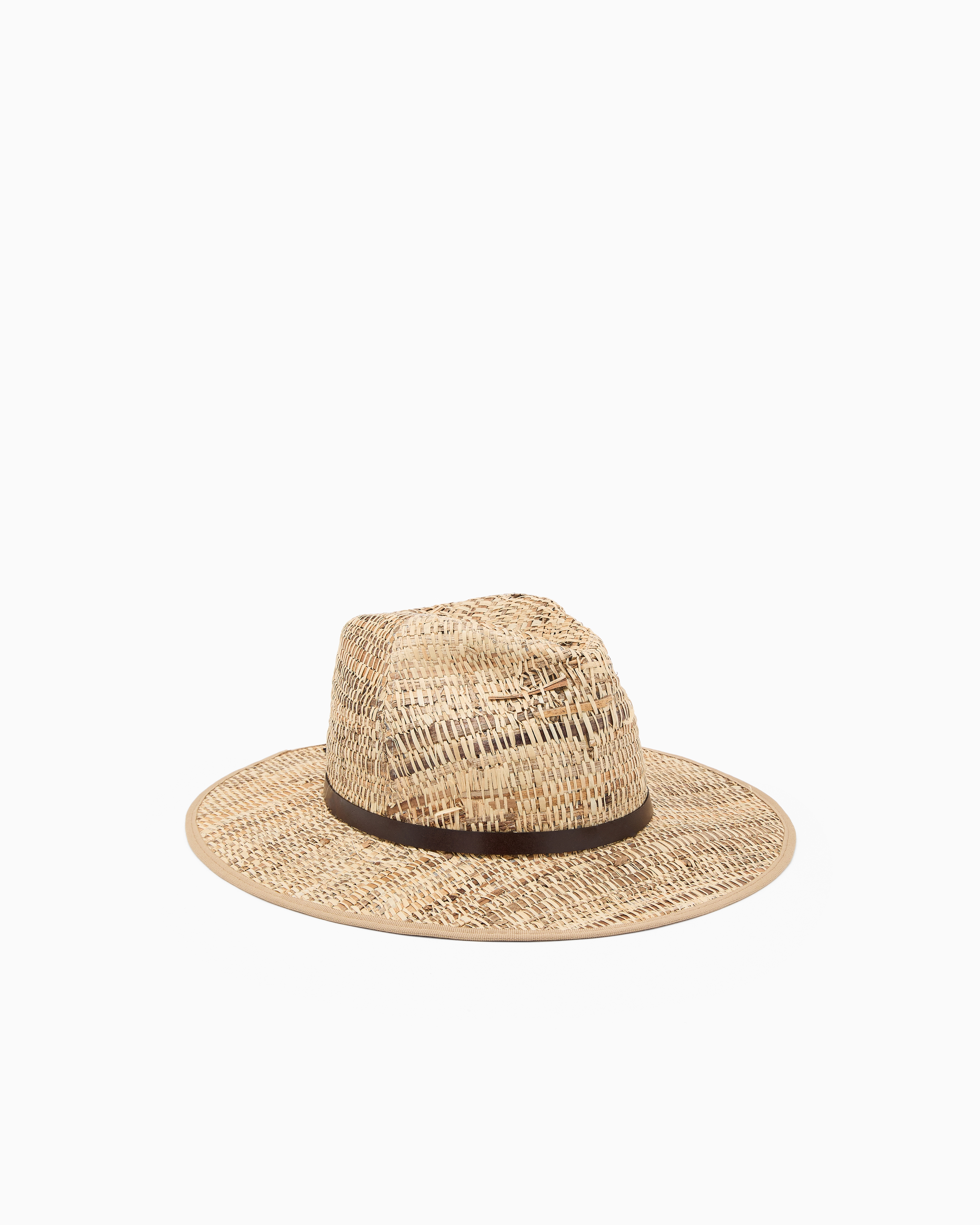Emporio Armani Beige Woven Raffia Hat