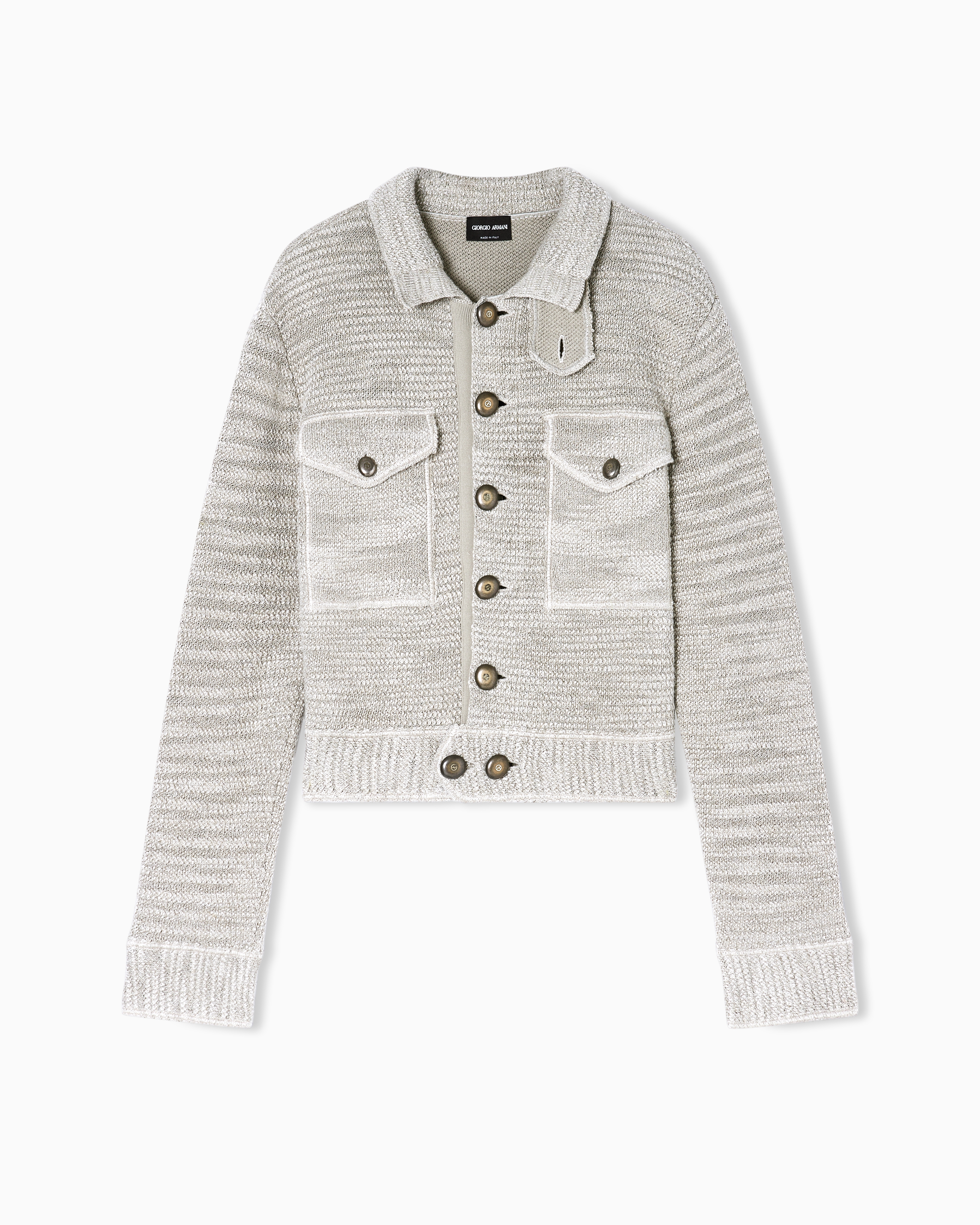 Giorgio Armani Beige Viscose And Linen Knit Blouson
