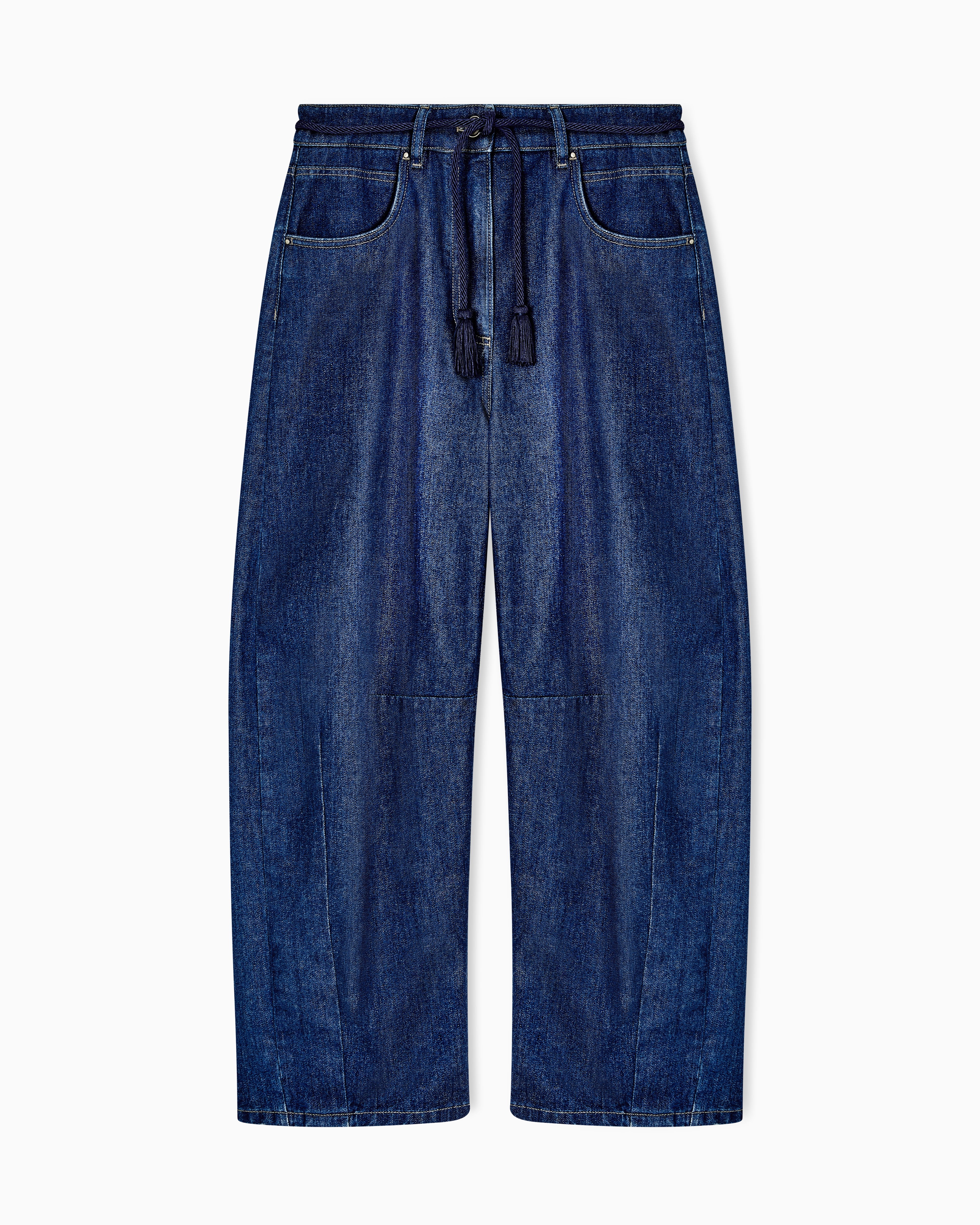 5ポケットパンツ ストレッチコットンデニム ベルト付き Denim
