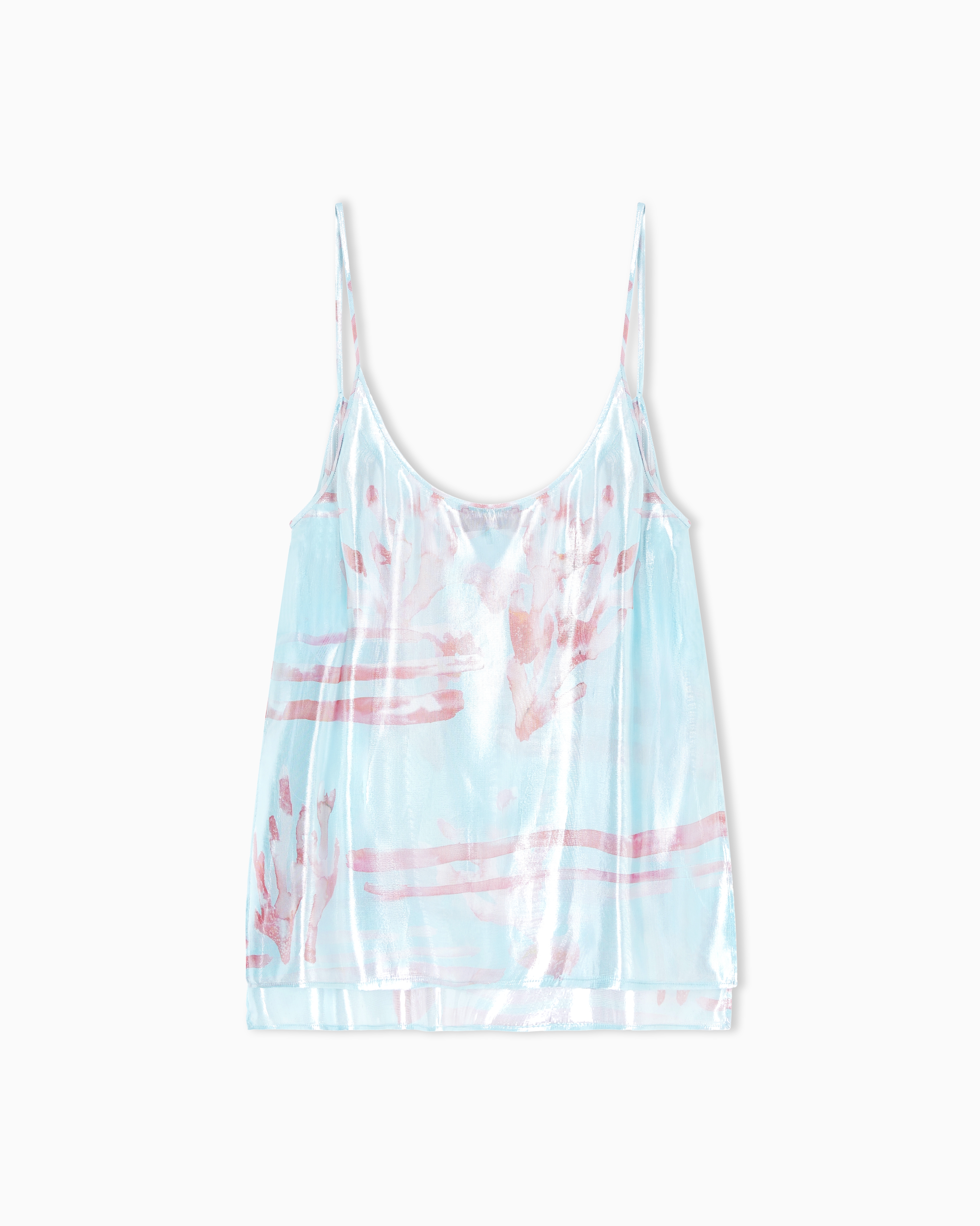 Giorgio Armani Light Blue Printed Lurex Viscose Top