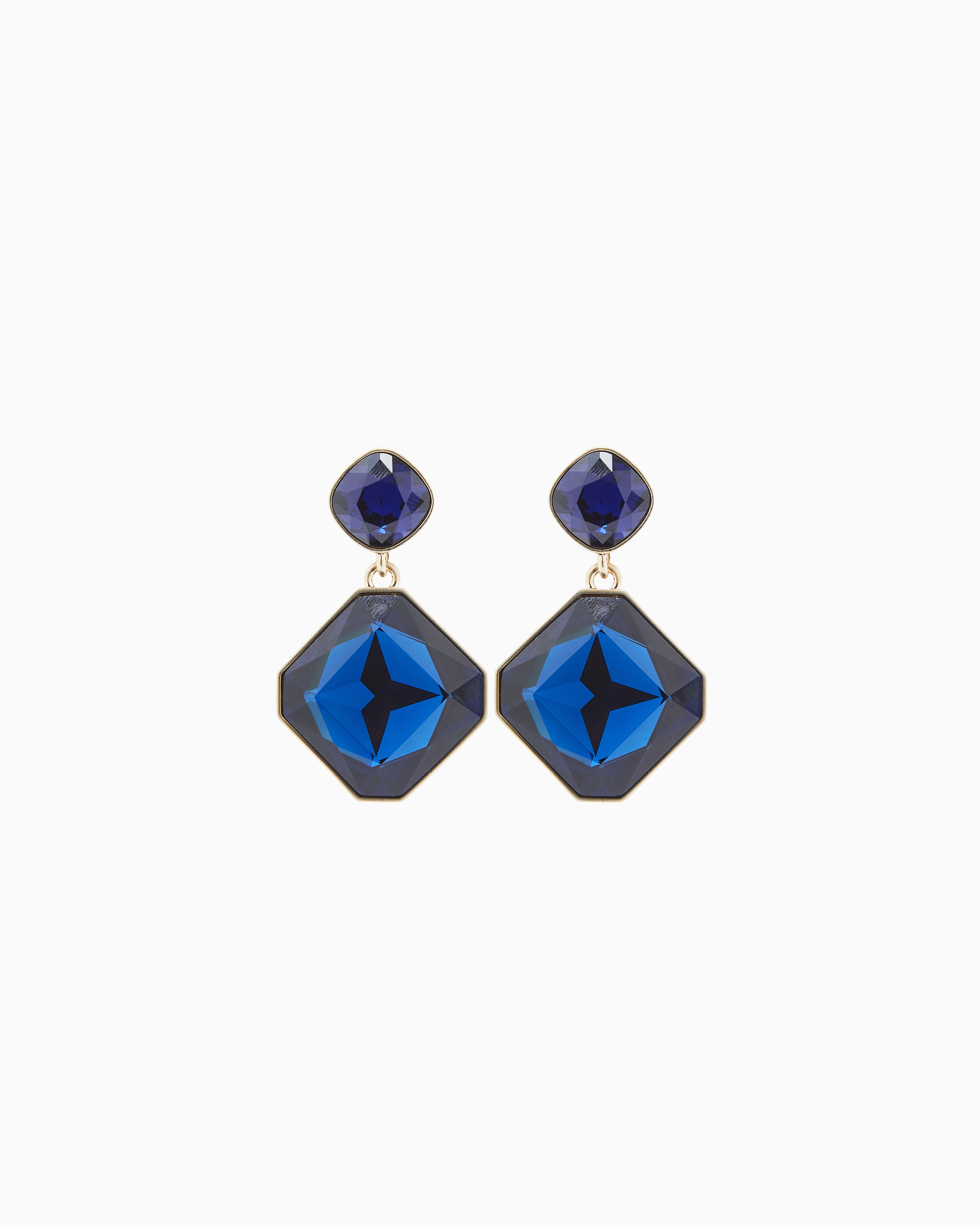 Giorgio Armani Navy Blue Pendant Earrings With Swarovski Crystals