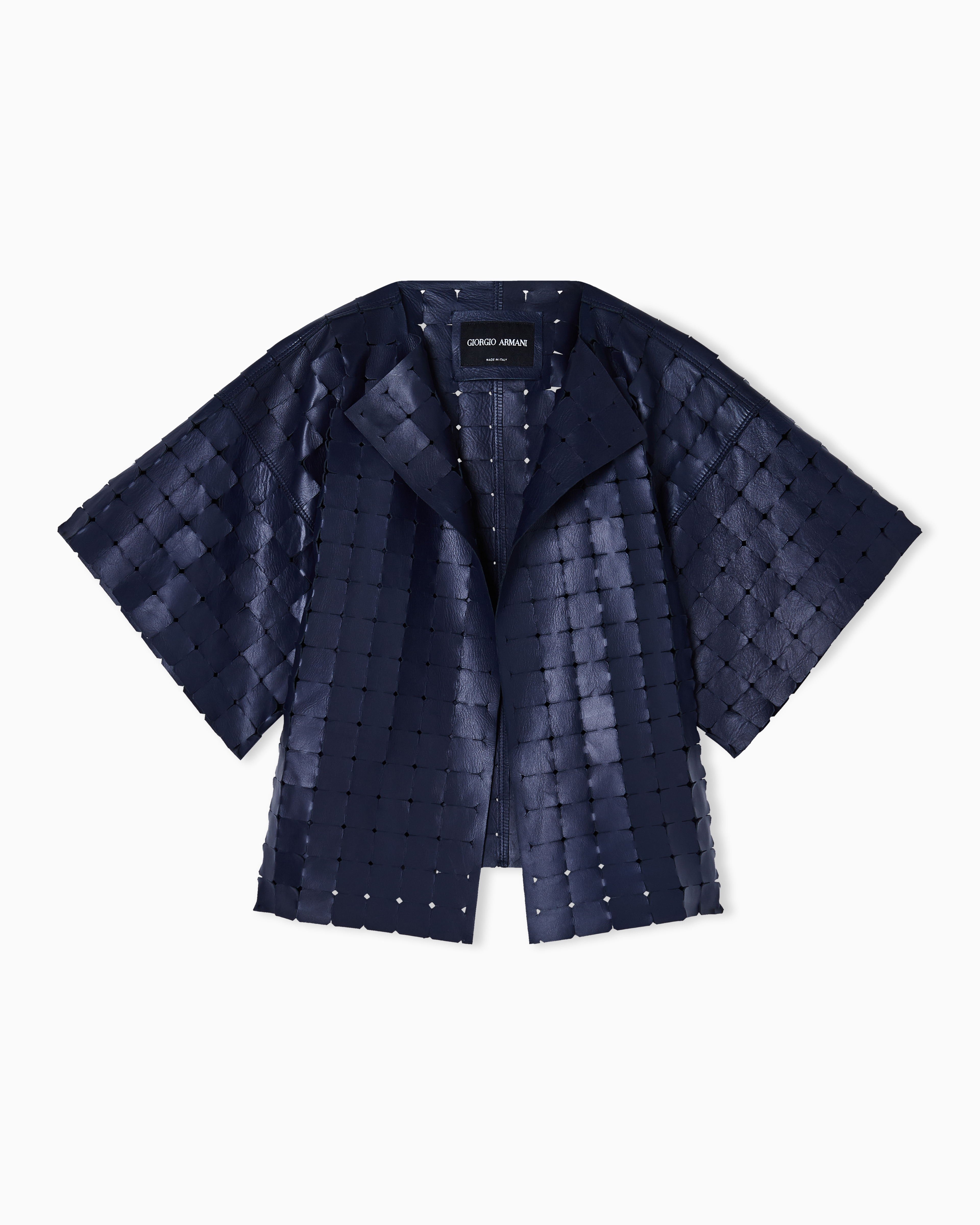 Giorgio Armani Blue Carved Nappa Lambskin Jacket