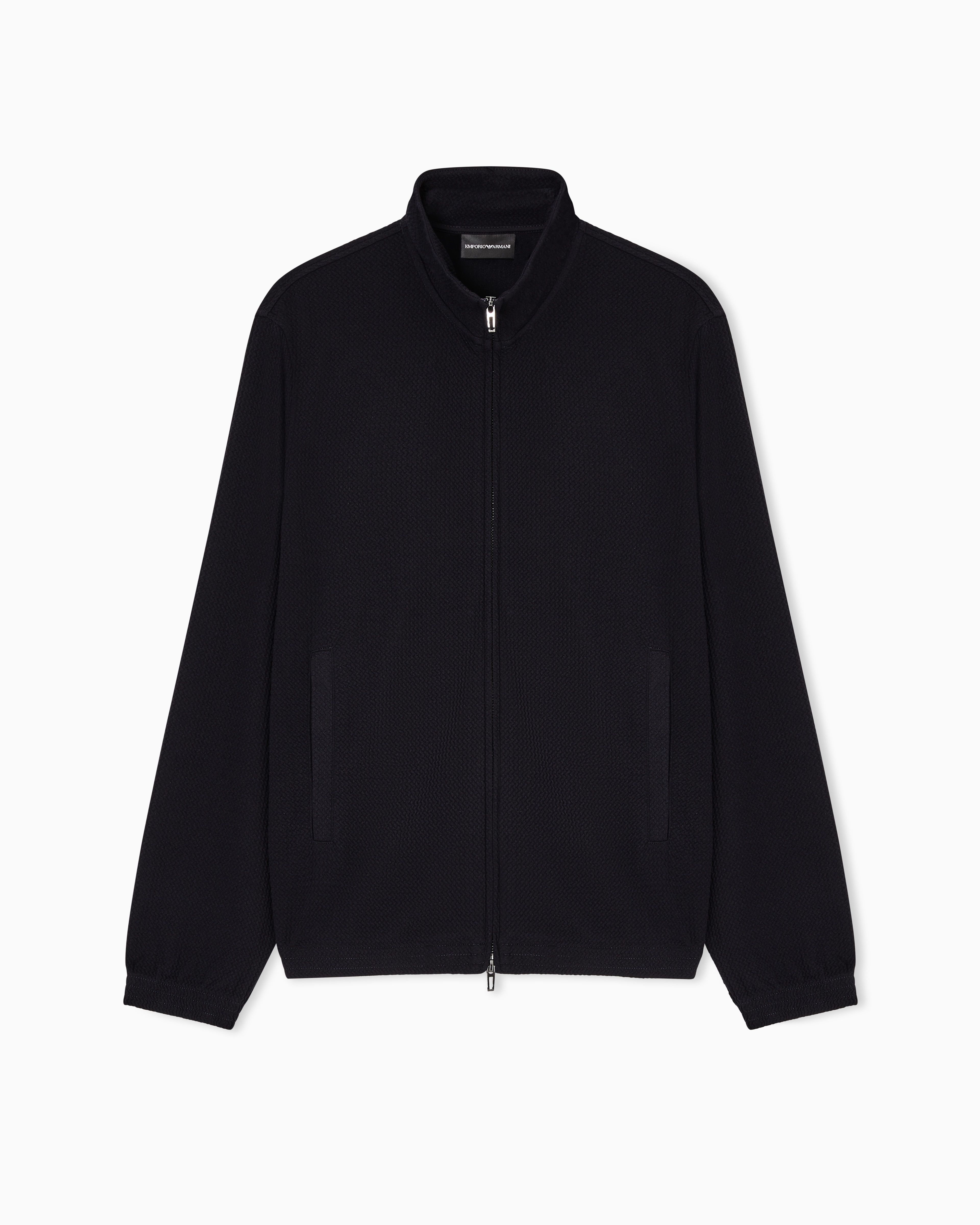 Travel Essential full-zip embossed effect jersey sweatshirt