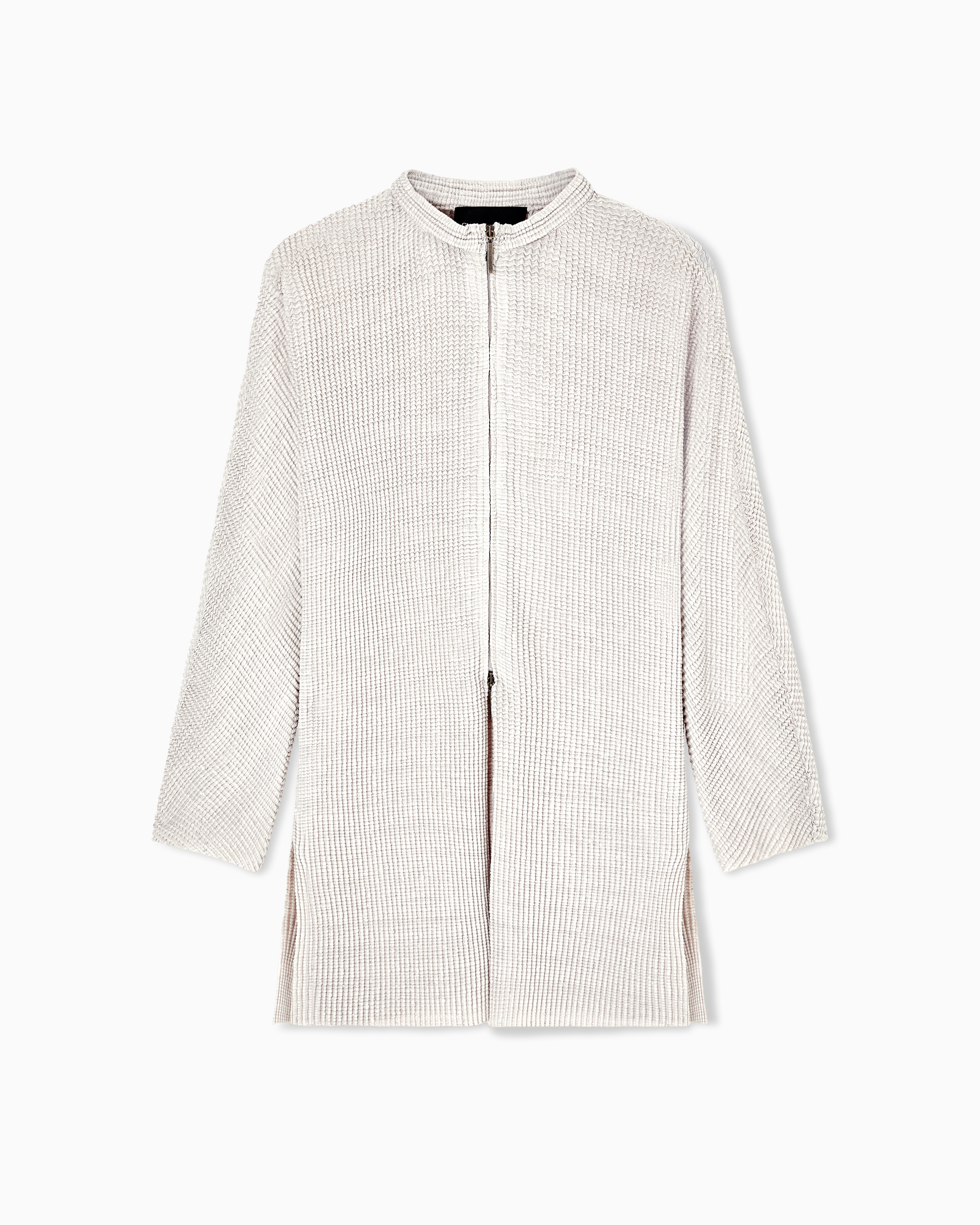 Giorgio Armani Beige Pleated Viscose Blend Knit Jacket