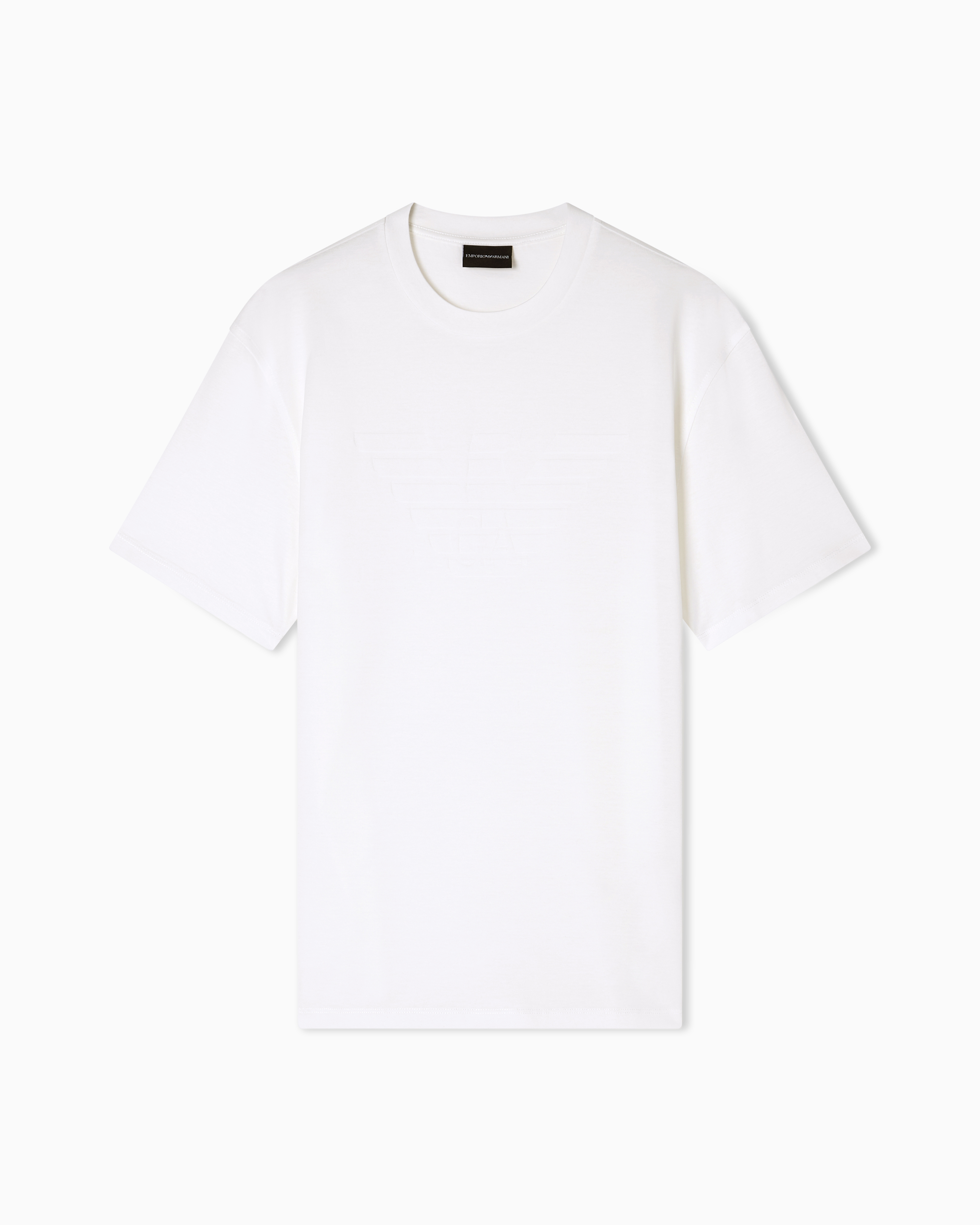 Emporio Armani Asv Domed Logo Pima-jersey T-shirt In White