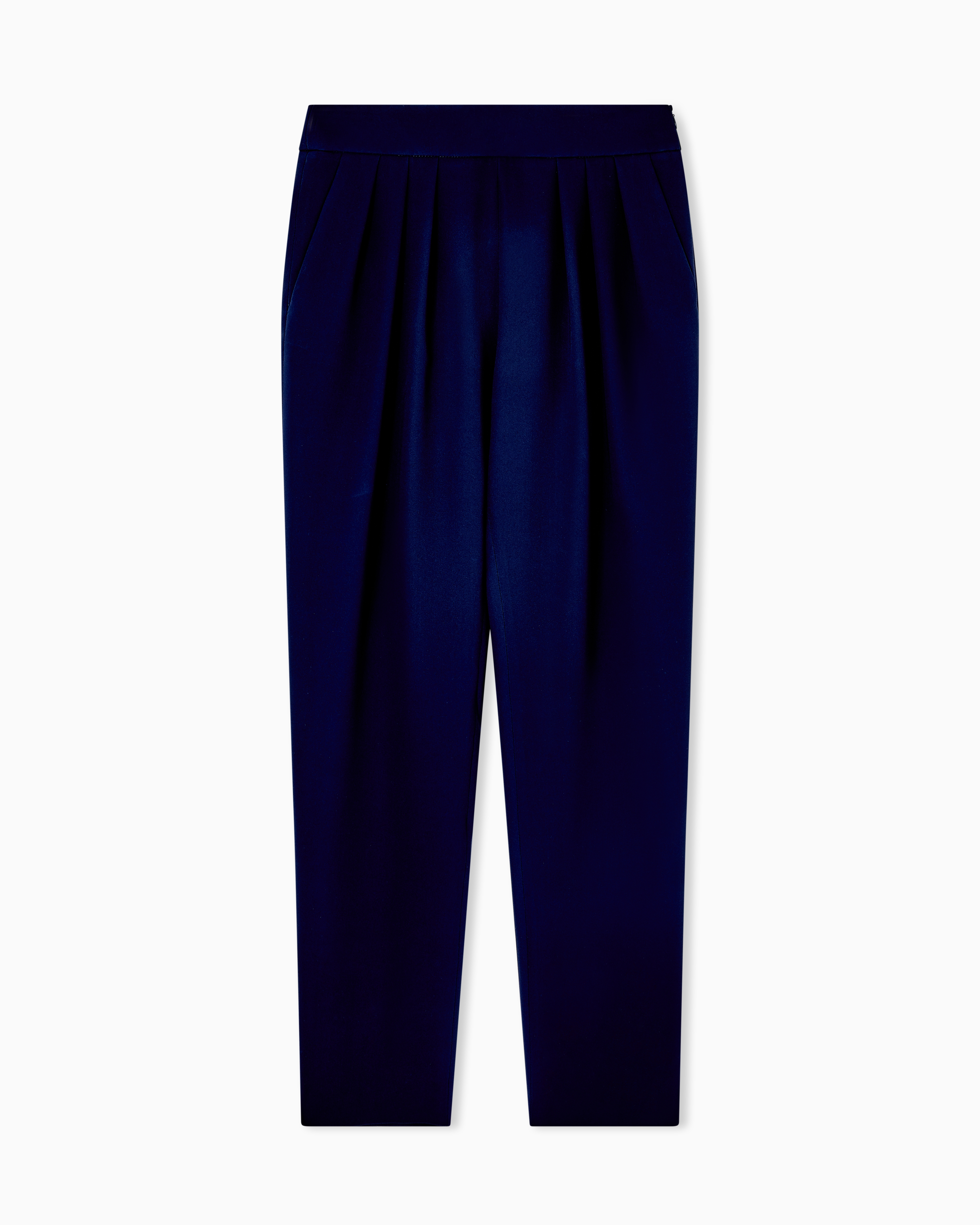 Giorgio Armani Blue Silk Cady Trousers With Pleats