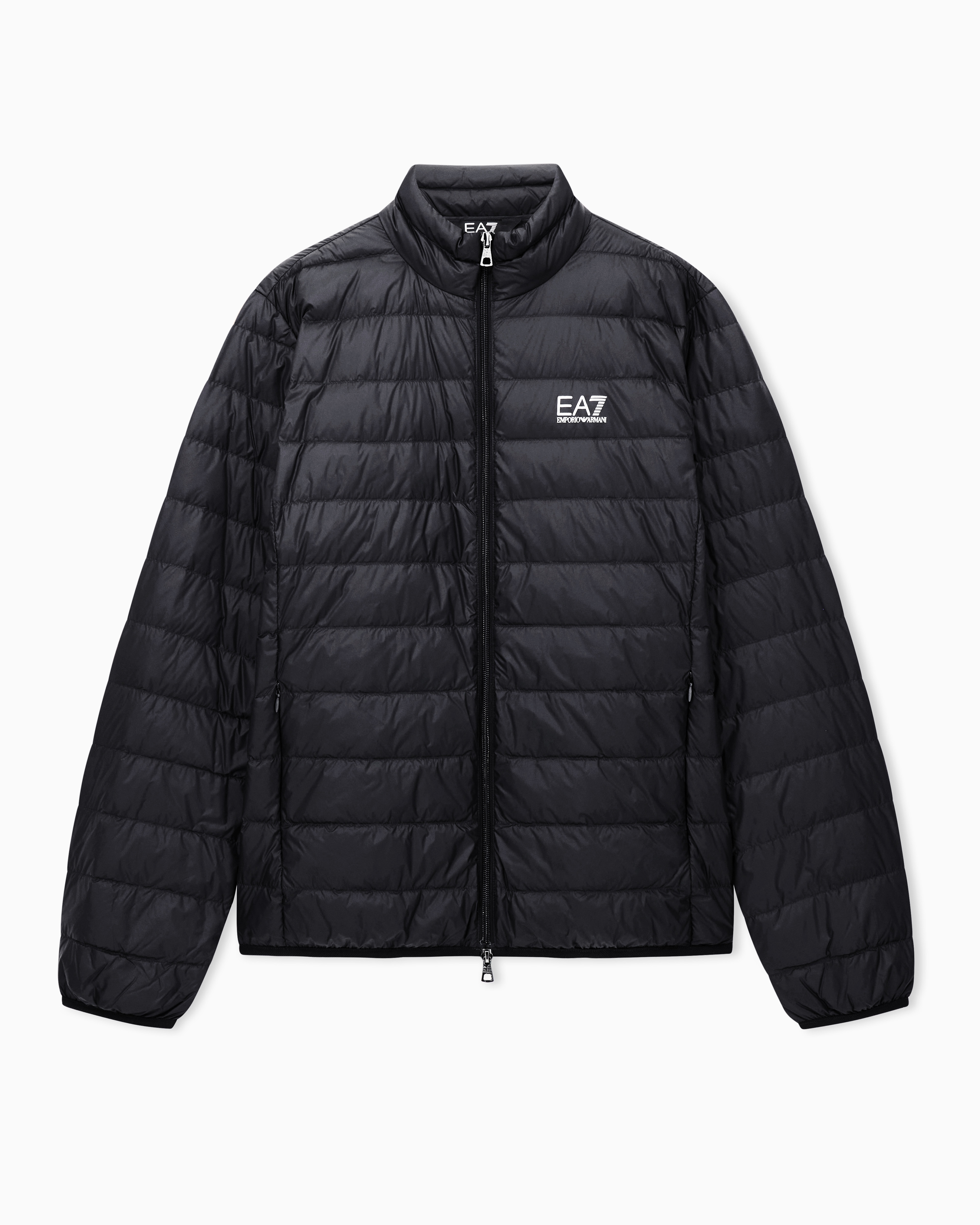 Ea7 Black Packable Down Jacket With Front Zip Core Identity