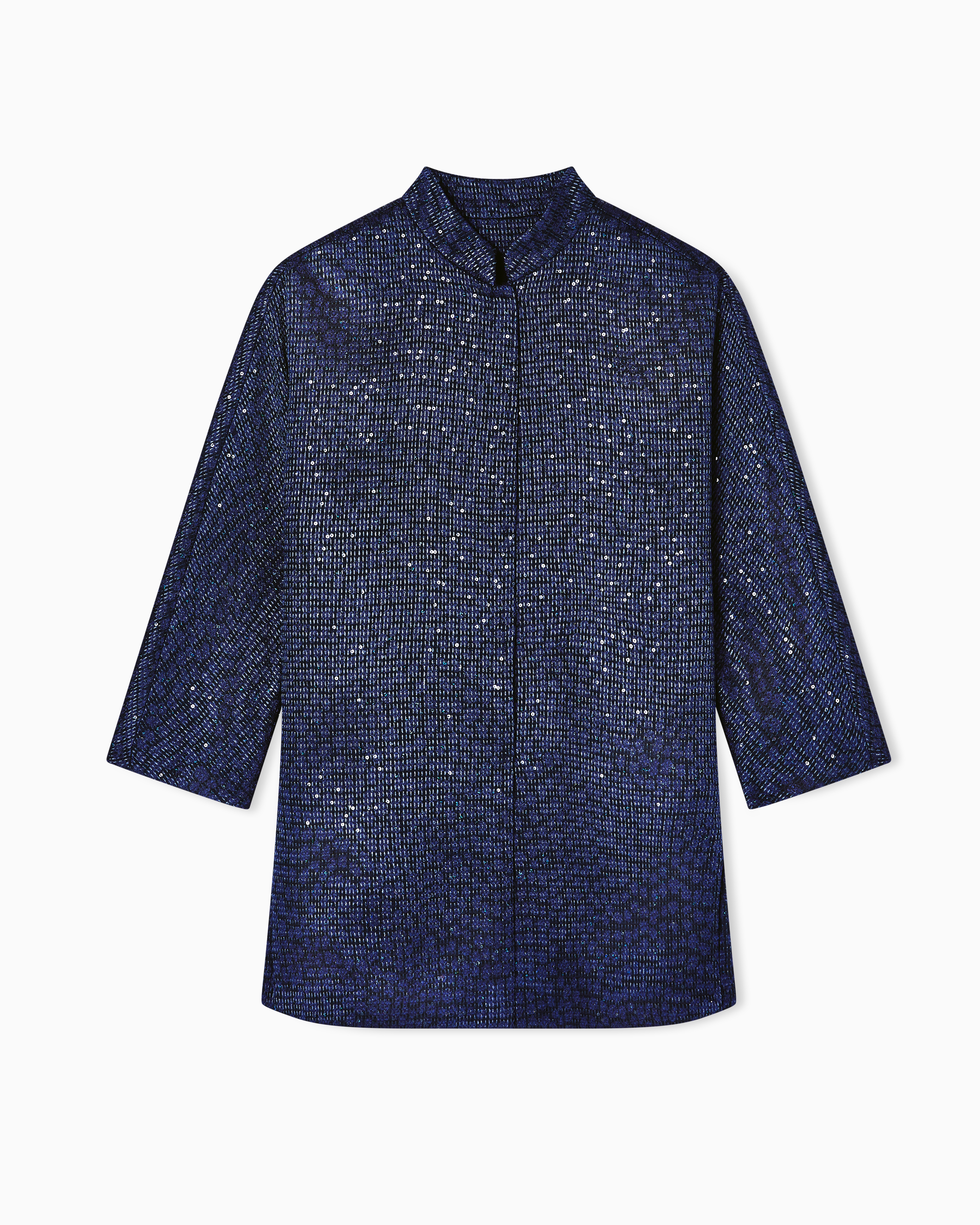 Giorgio Armani Navy Blue Viscose-Blend Single-Breasted Jacket With Sequins