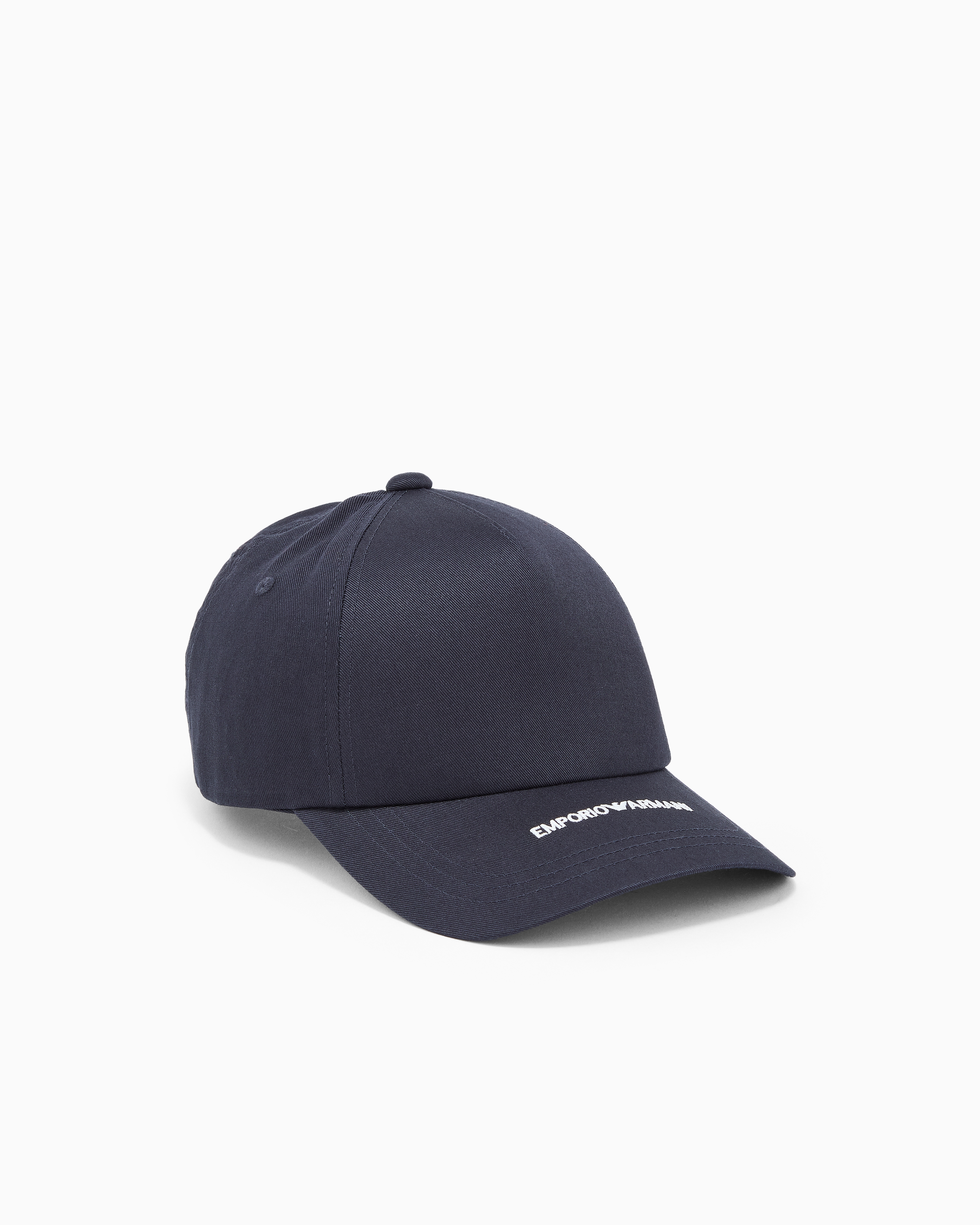 Emporio Armani Blue Canvas Baseball Cap With Embroidered Logo