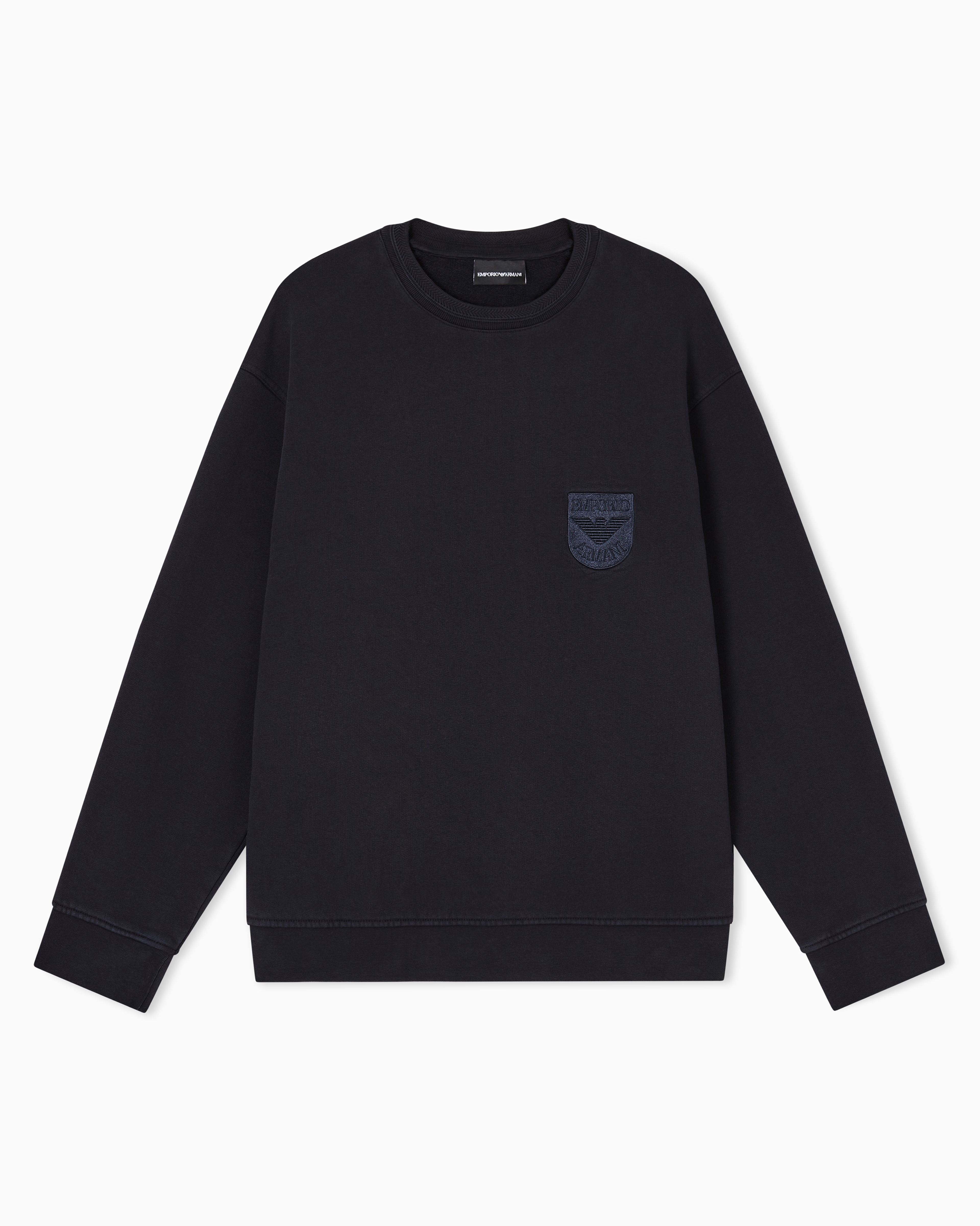 Emporio Armani Felpa In Jersey French Terry Con Ricamo Scudo