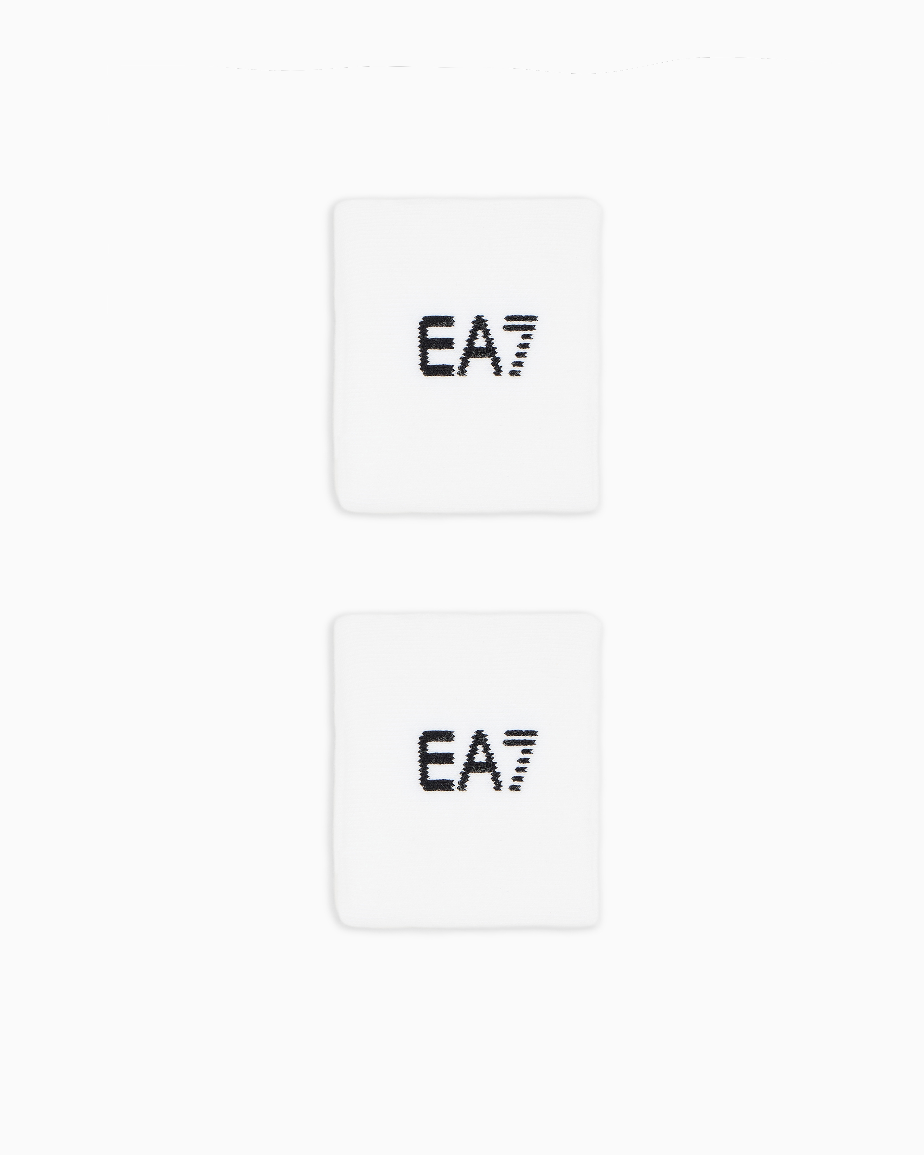 Ea7 White Stretch Wristbands In Cotton Blend With Logo Tennis Pro