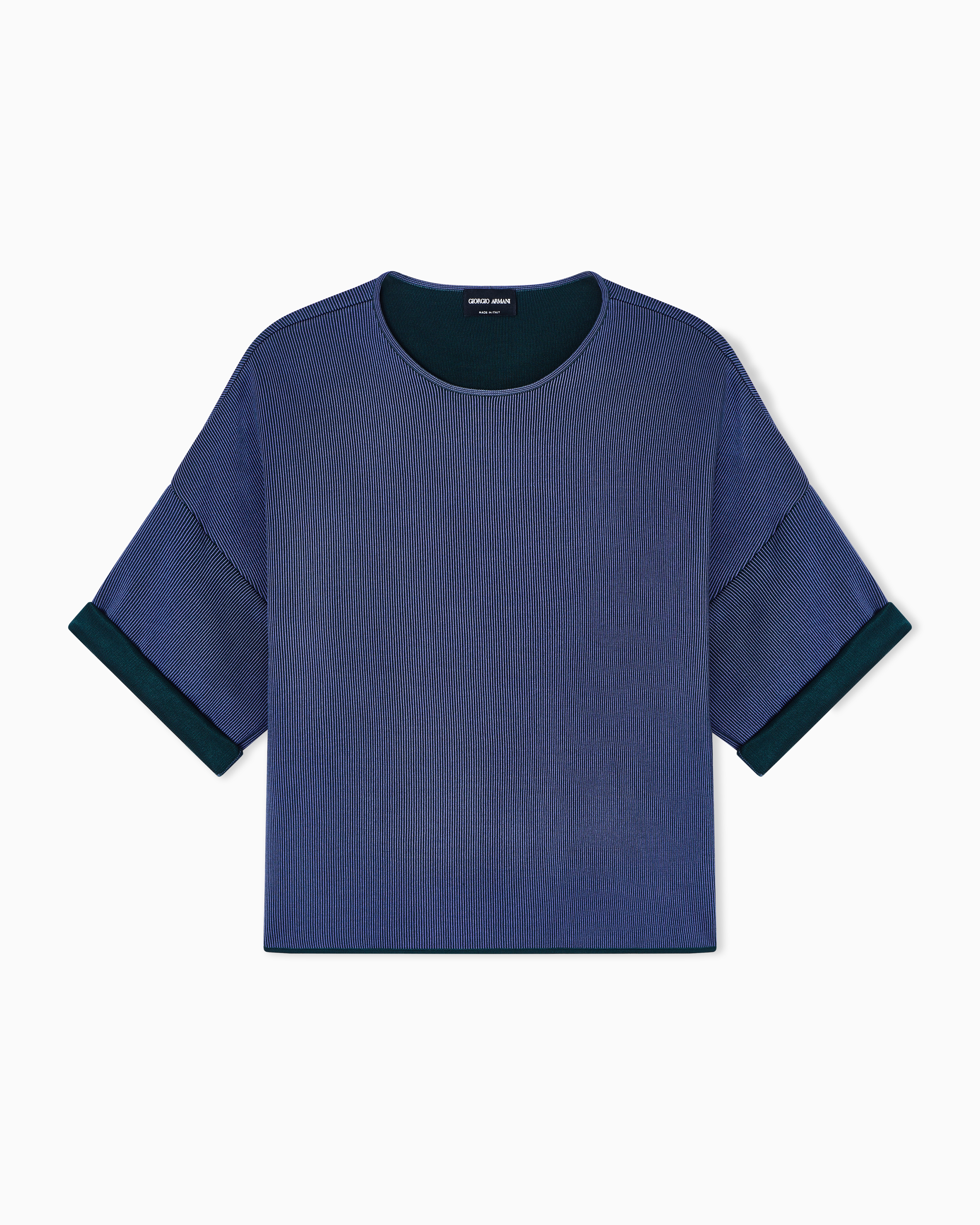 Giorgio Armani Purple Ribbed Viscose Crew-Neck Jumper