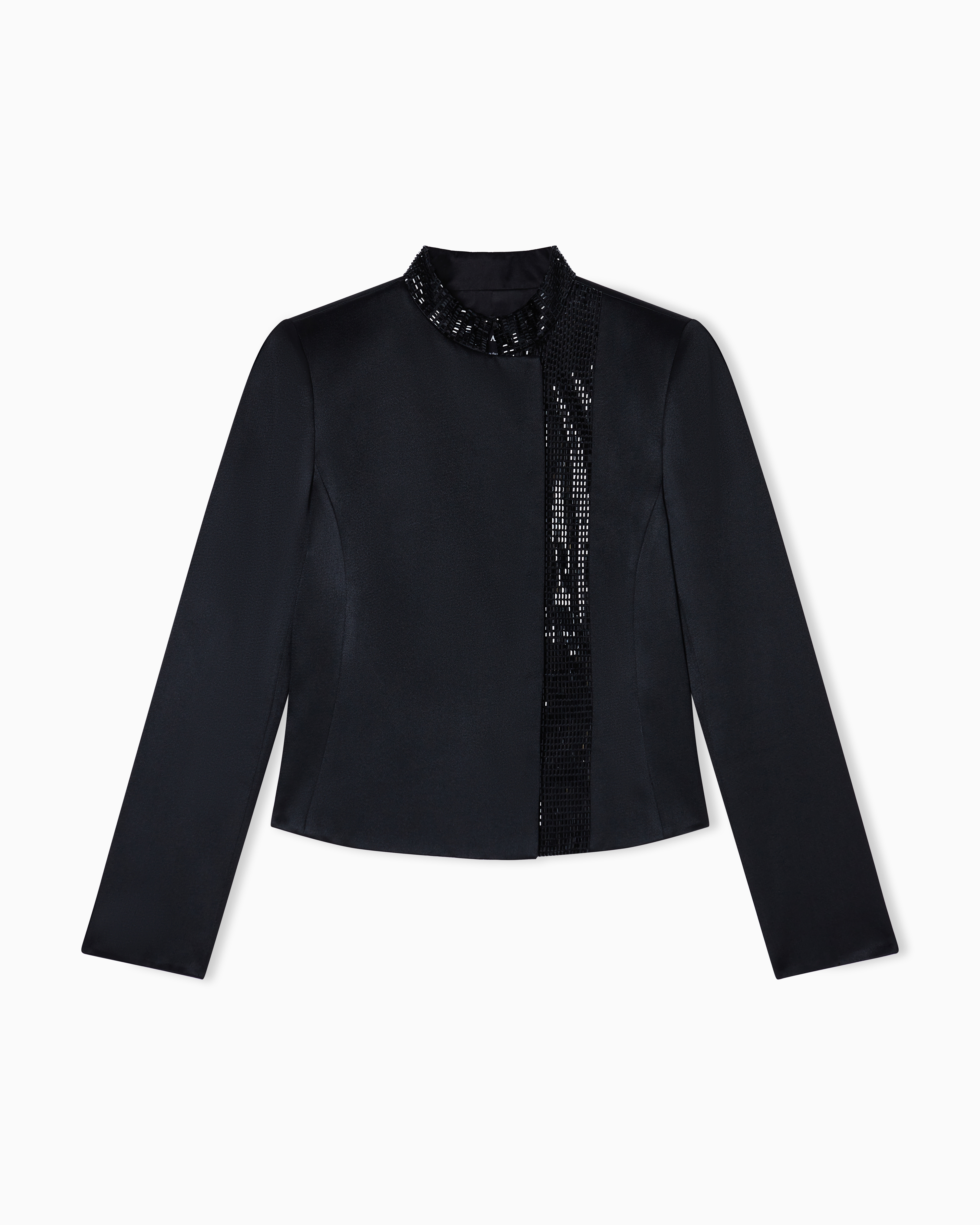 Giorgio Armani Patterned Short Viscose And Silk Jacket With Rhinestone Detail