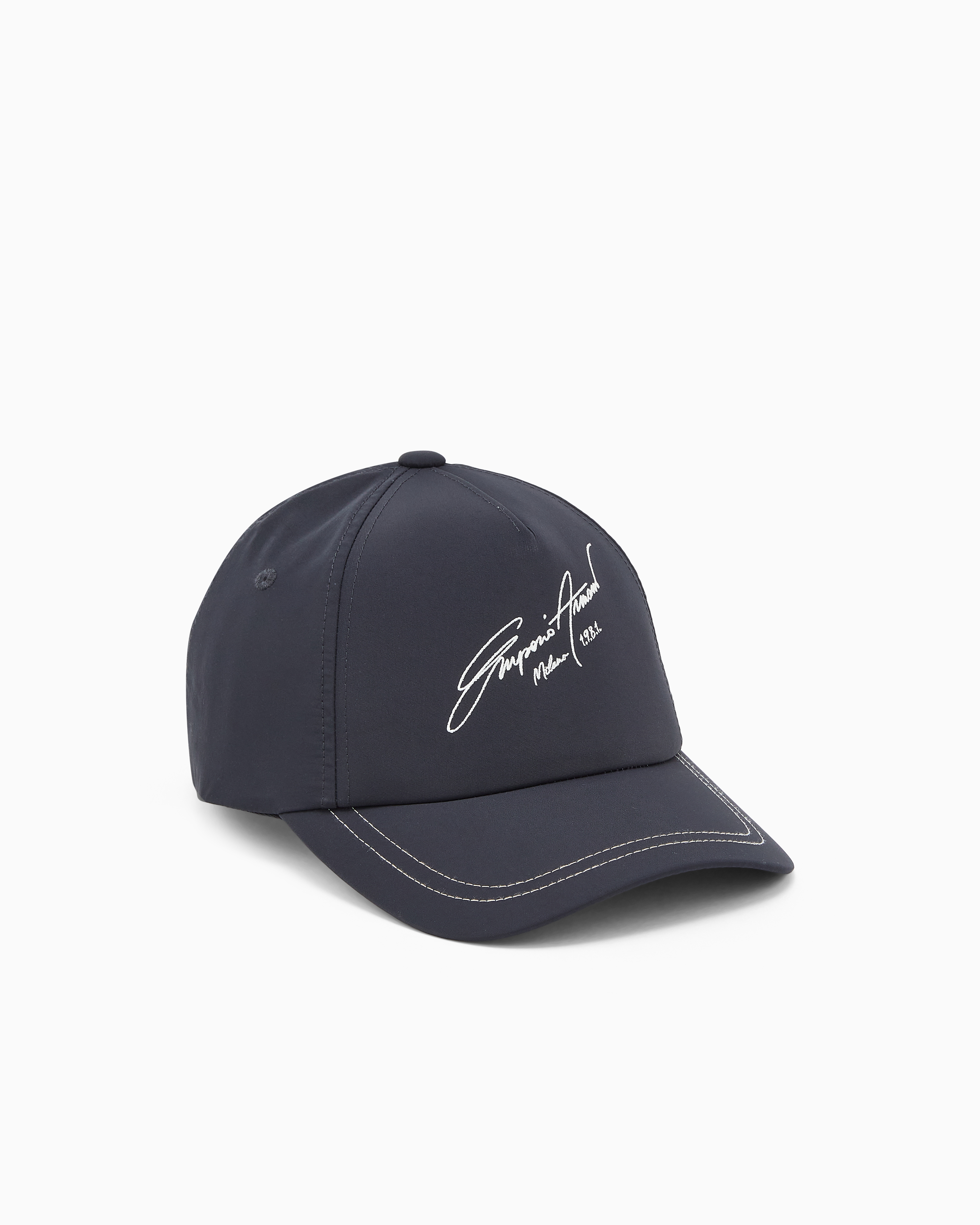 Emporio Armani Navy Blue Nylon And Silk Blend Baseball Cap