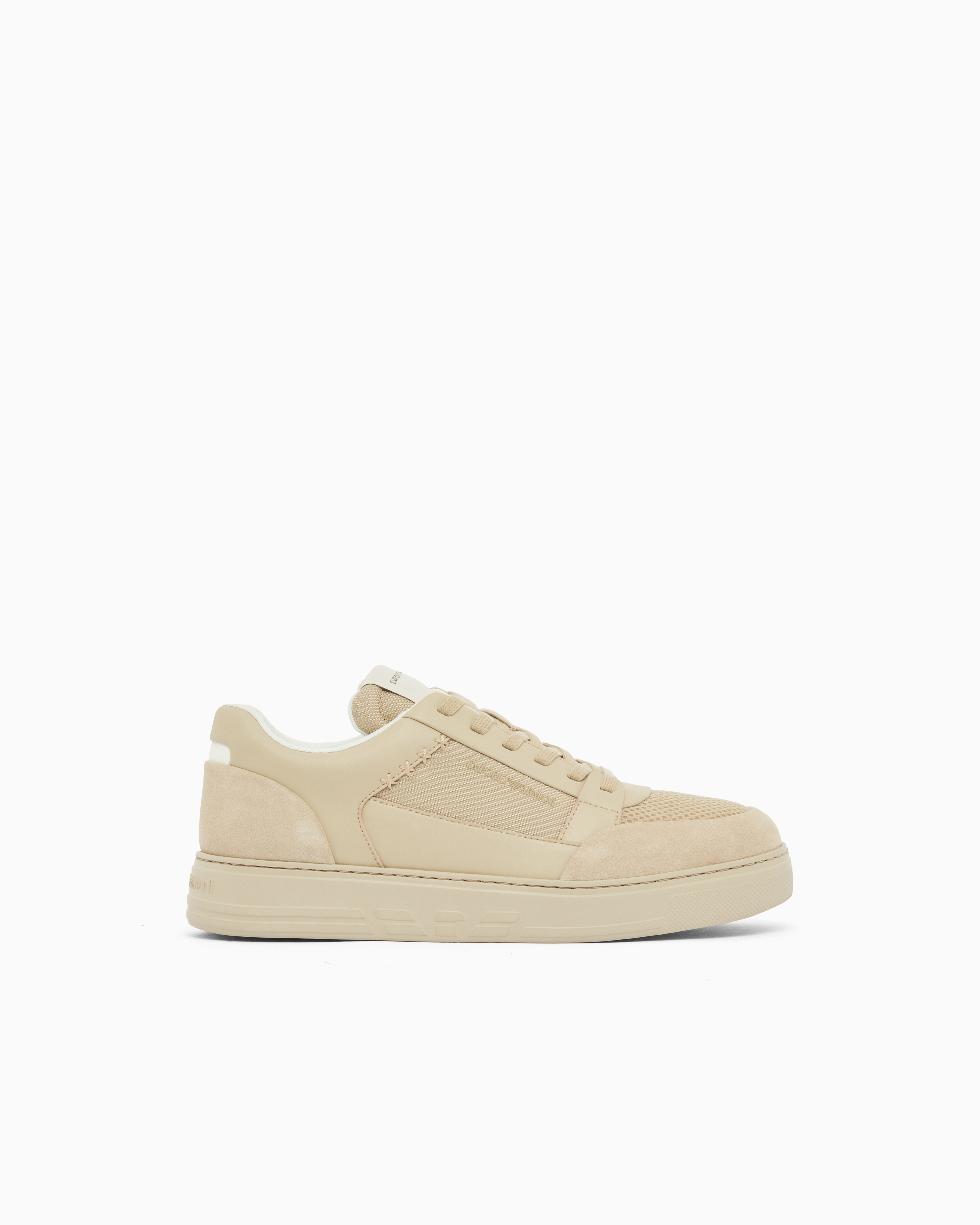 Emporio Armani Beige Cordura Sneakers With Suede Details