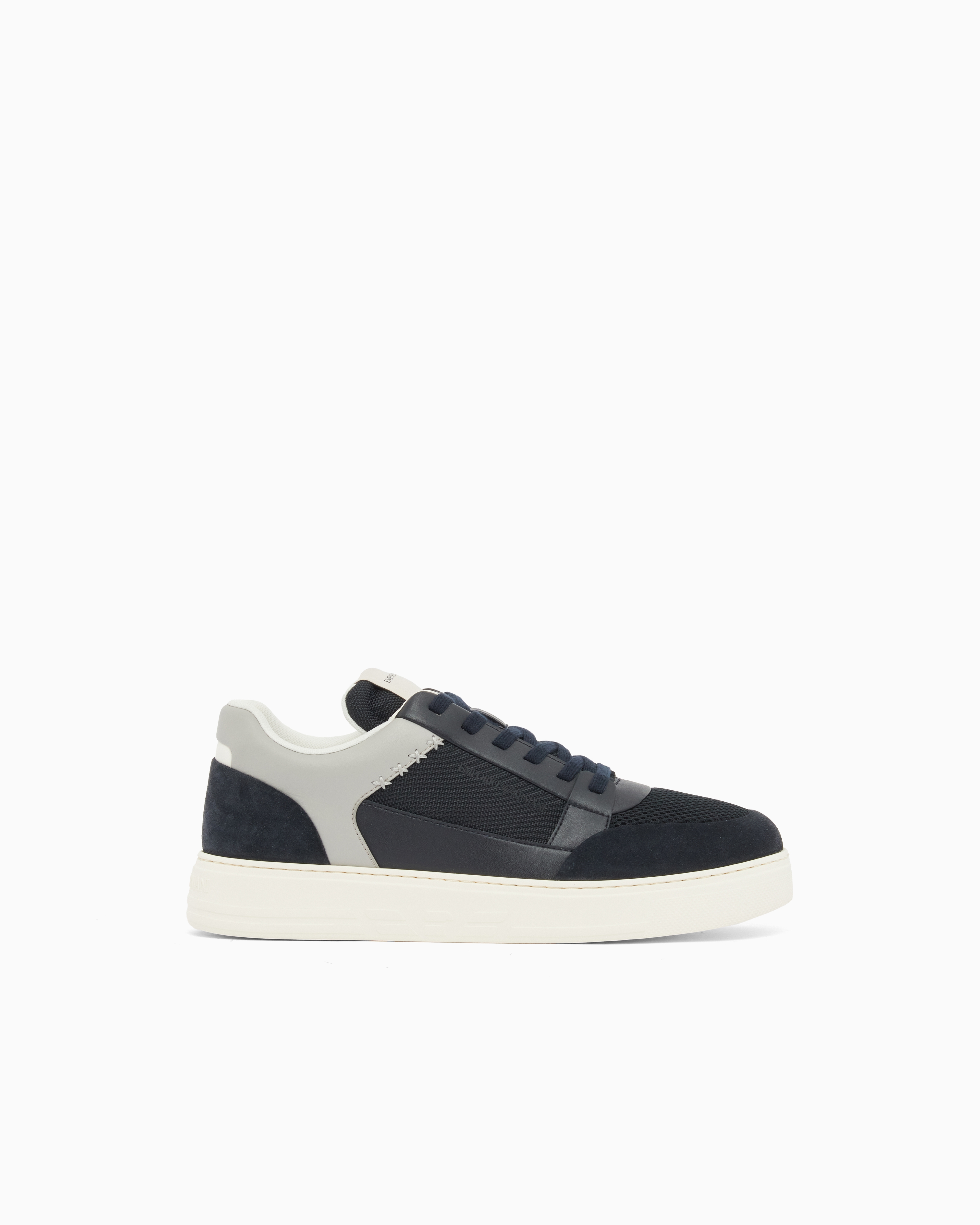 Emporio Armani Navy Blue Cordura Sneakers With Suede Details