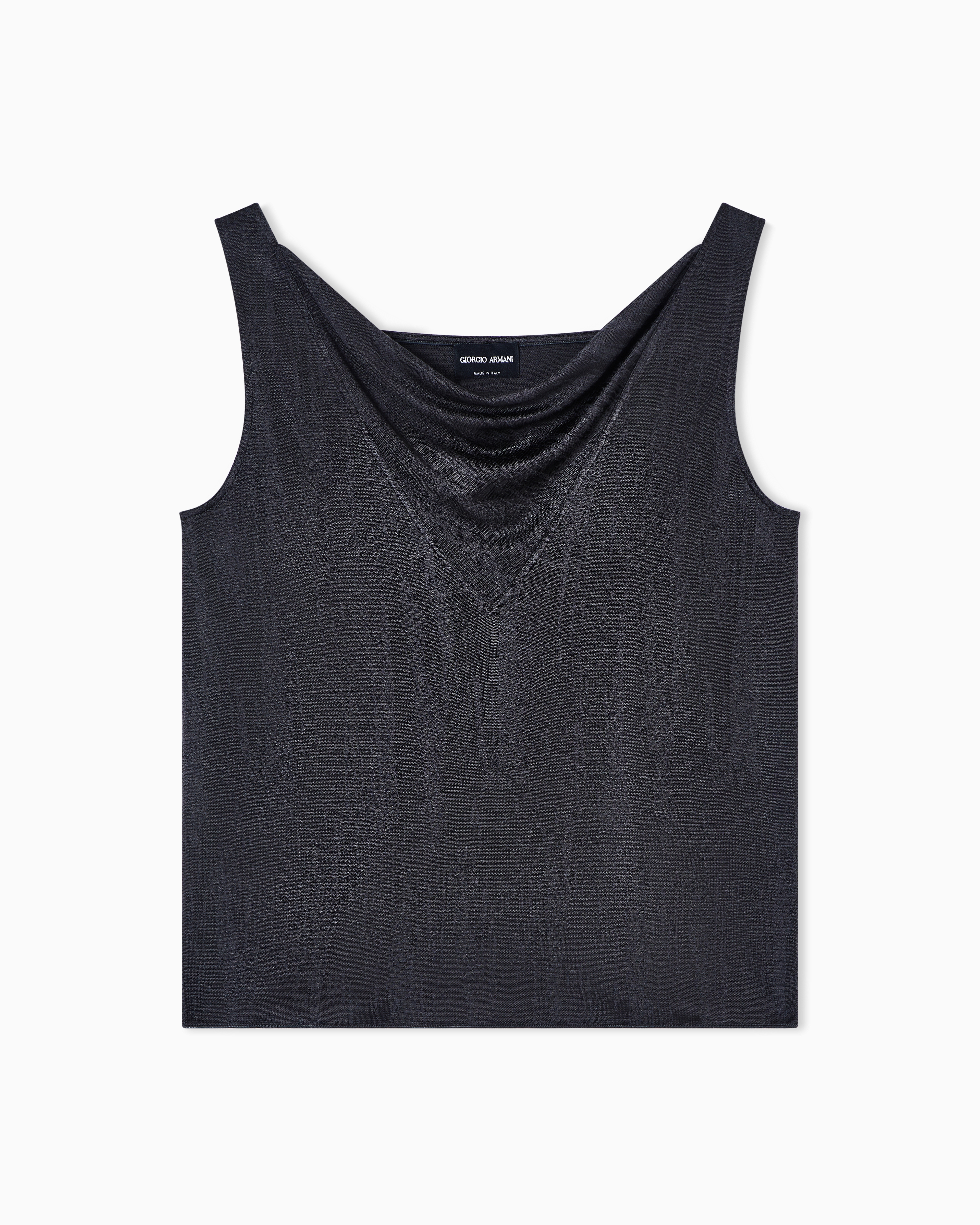 Giorgio Armani Grey Jacquard Viscose Jersey Draped Top