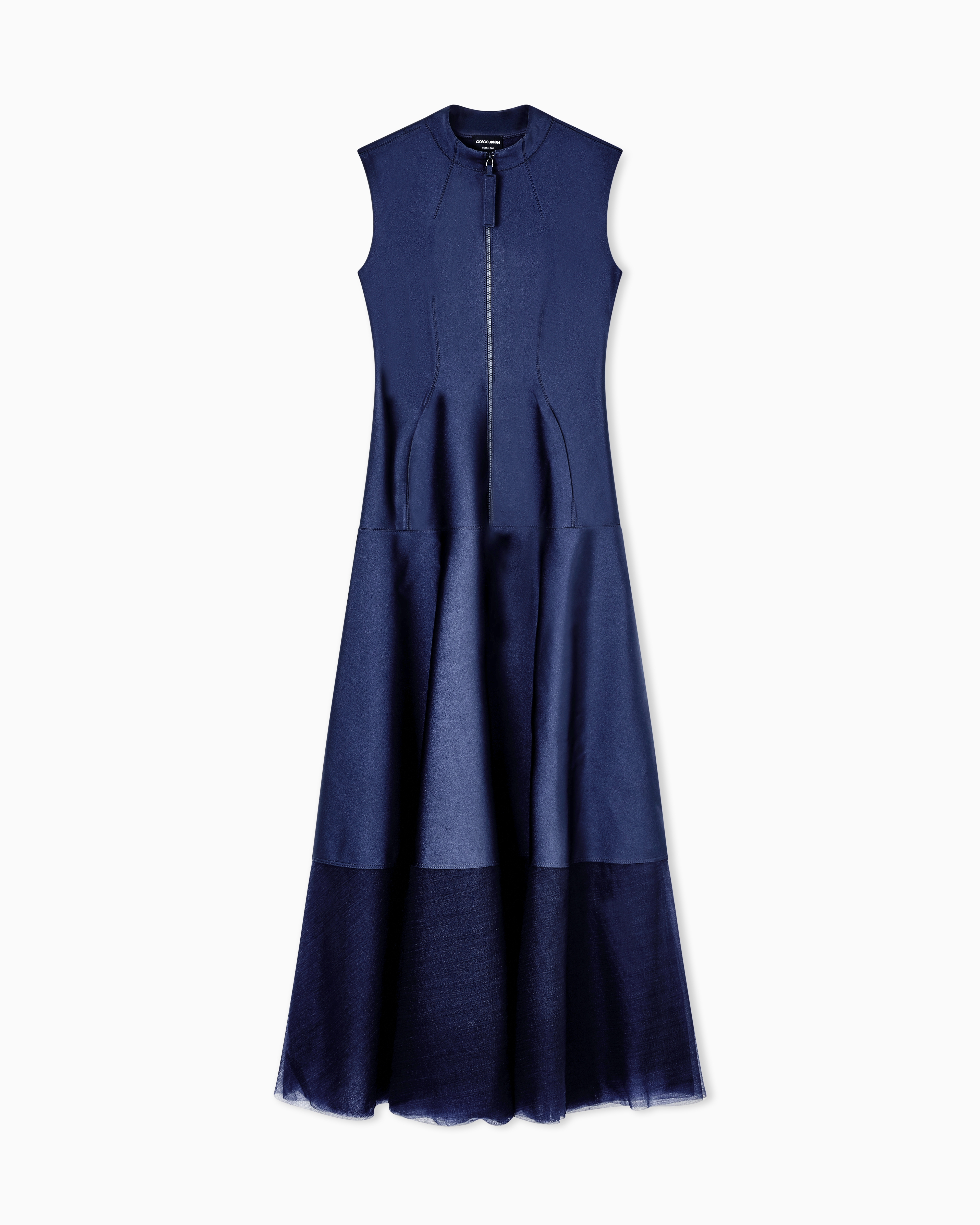 Giorgio Armani Blue Long Dress In Scuba And Jersey