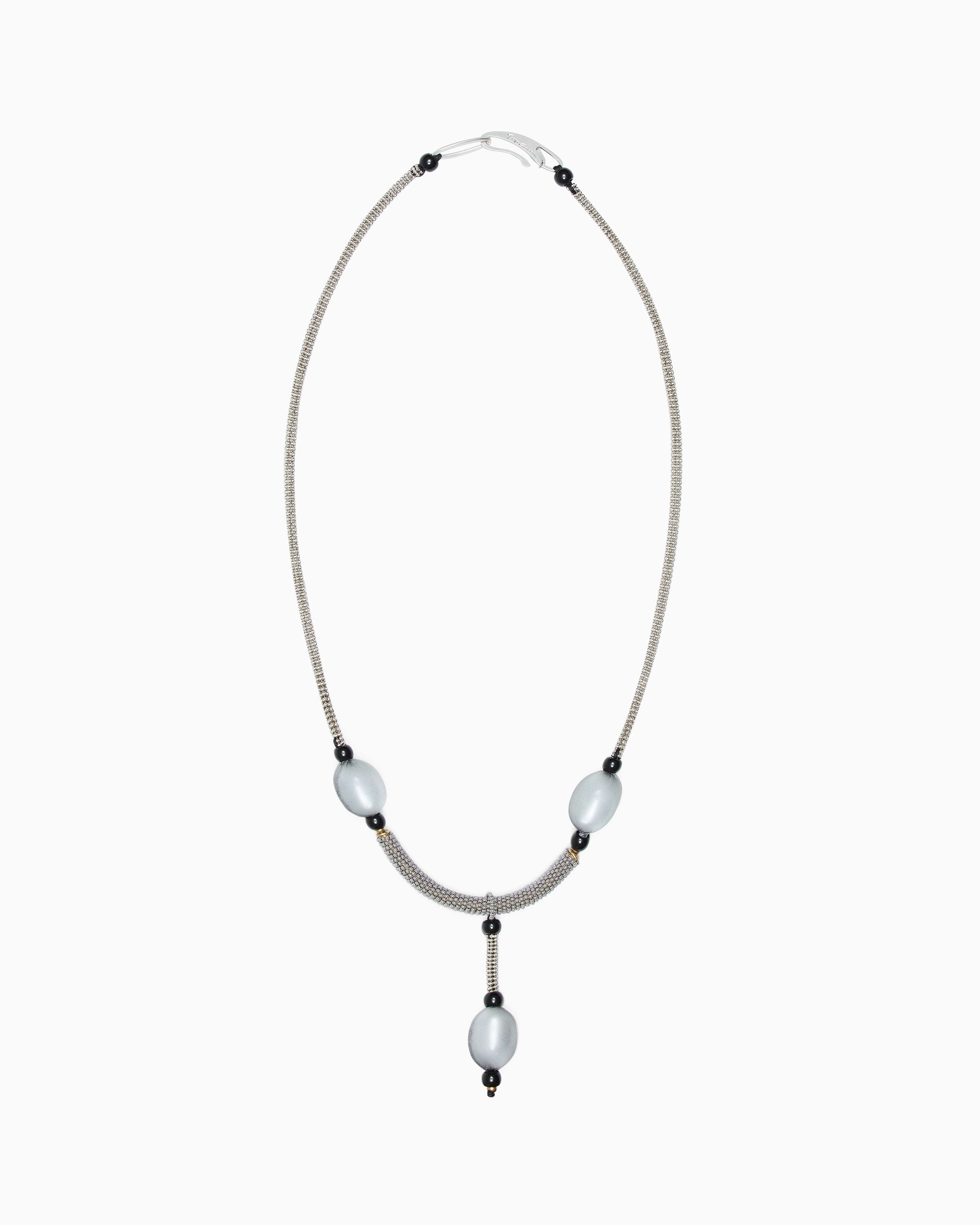 Giorgio Armani Grey Necklace With Brass, Resin And Glass Pendants