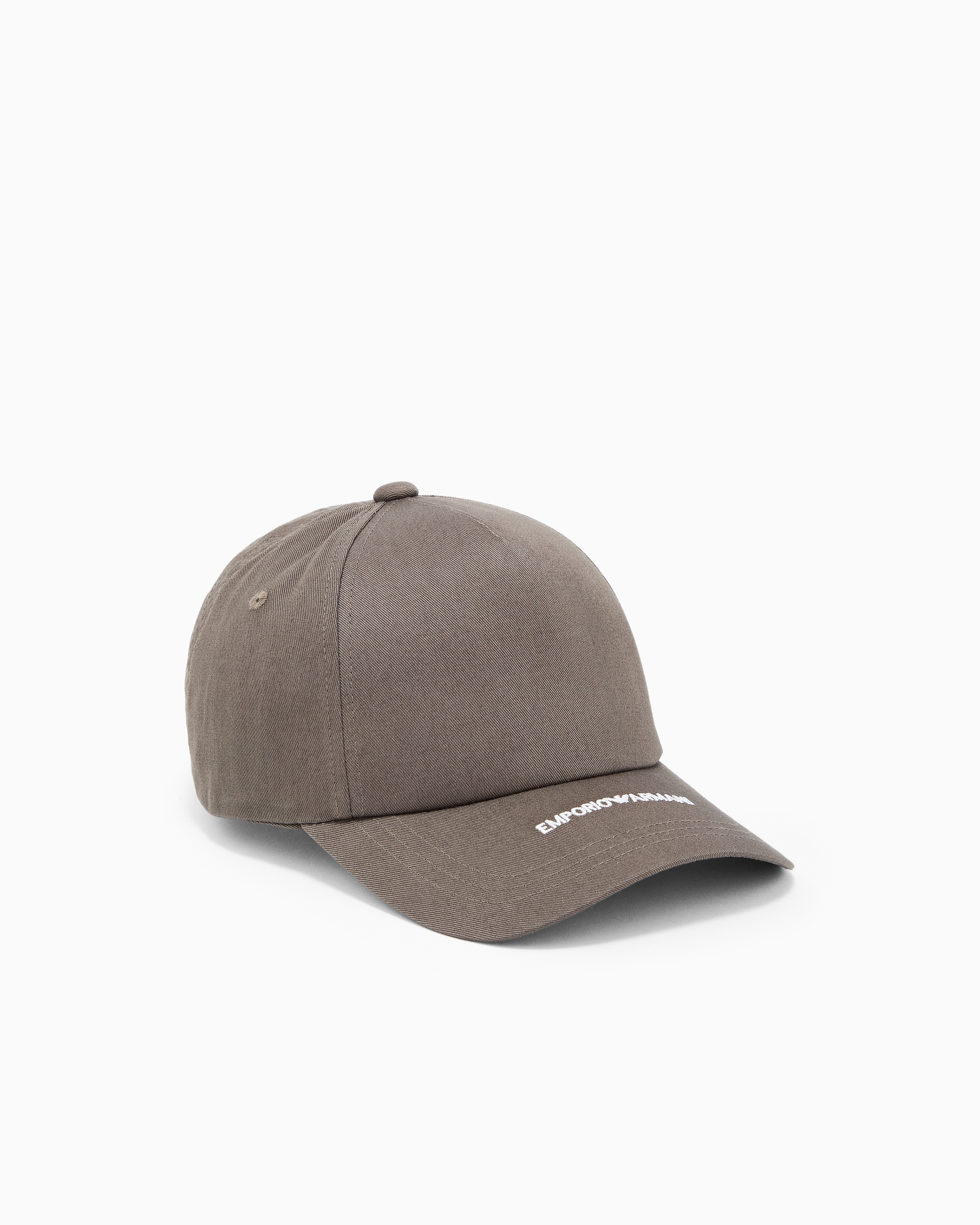 Emporio Armani Brown Canvas Baseball Cap With Embroidered Logo
