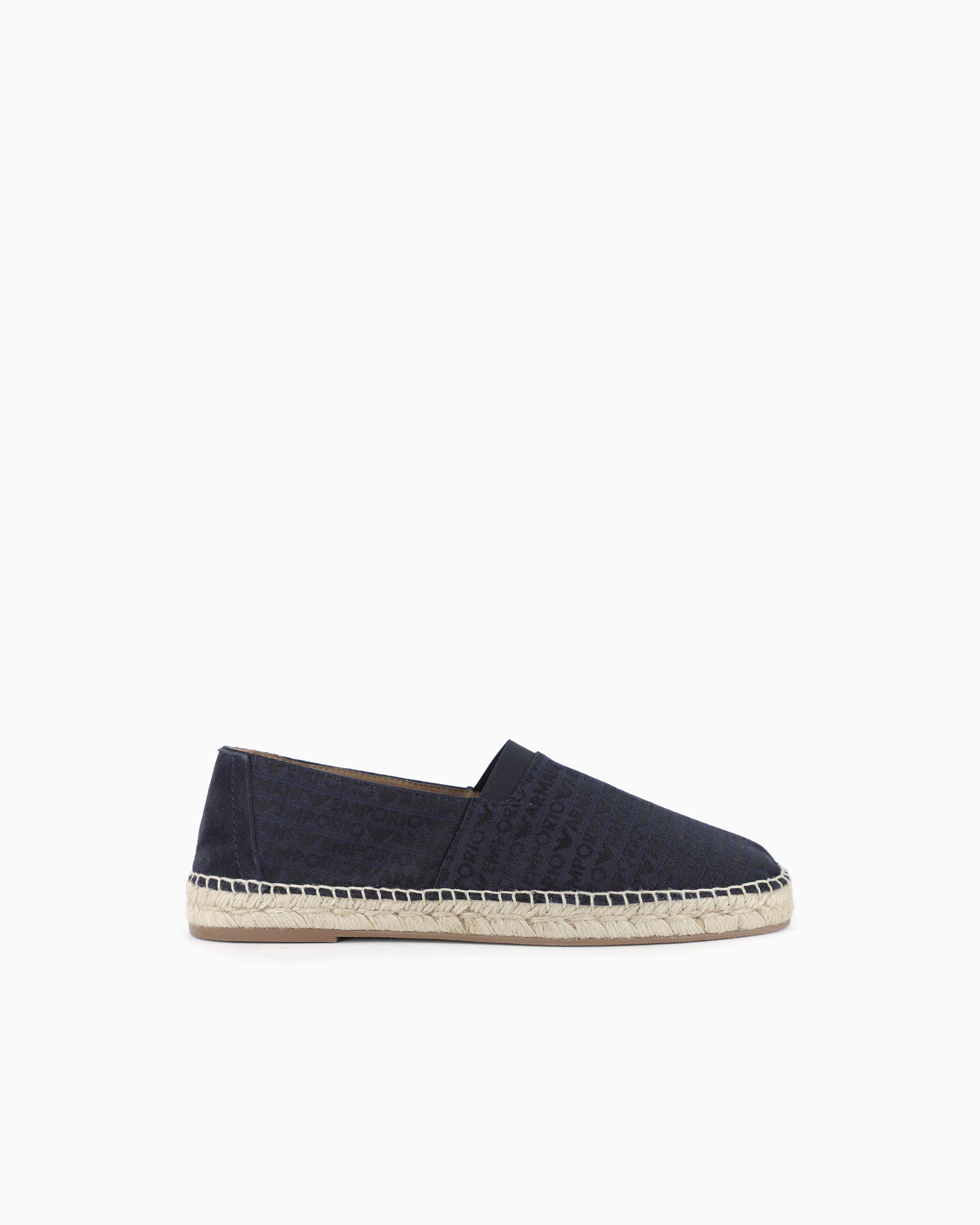 Emporio Armani Blue Jacquard Espadrilles With All-Over Logo Lettering