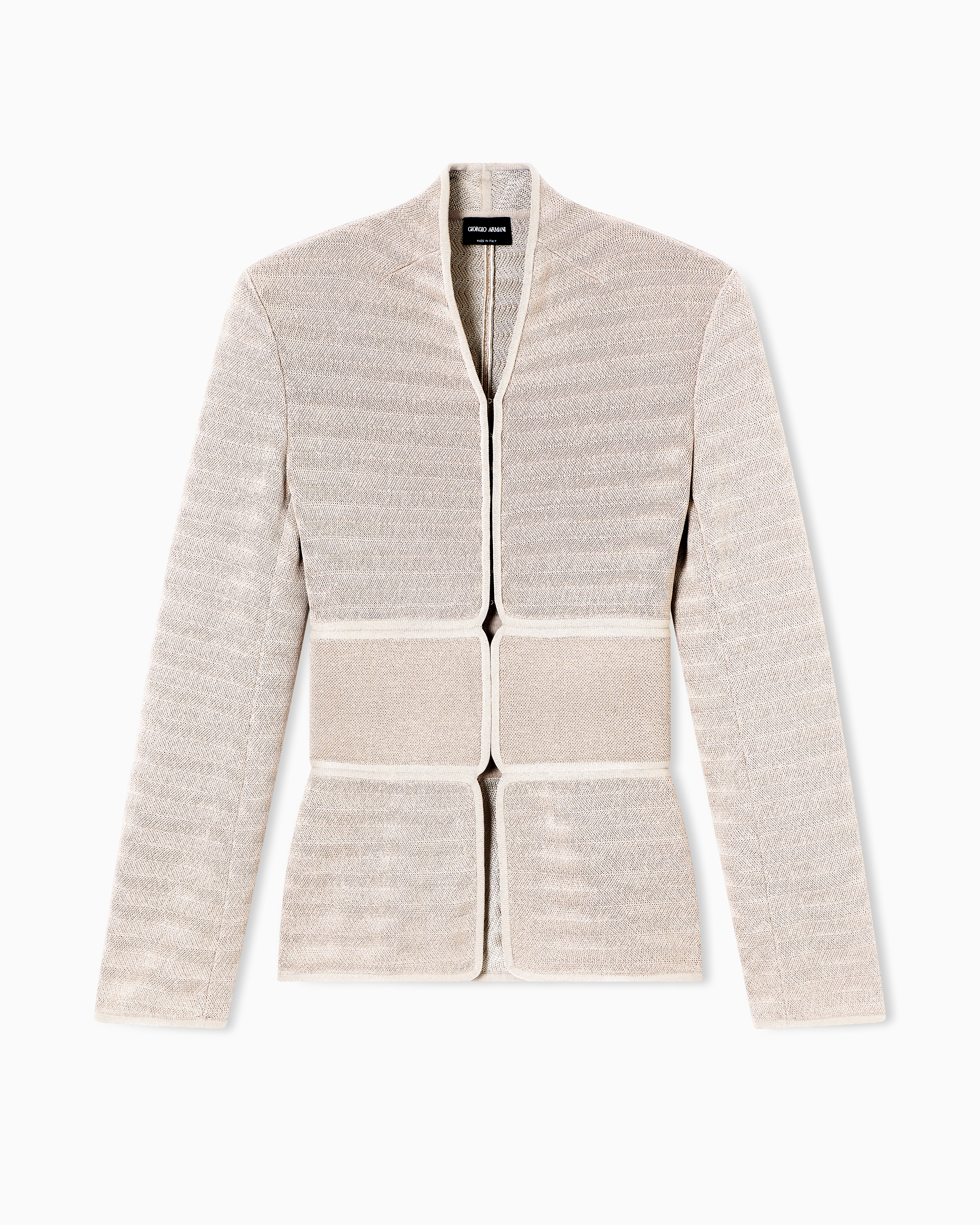 Giorgio Armani Beige Ottoman-Effect Viscose-Blend Knit Jacket