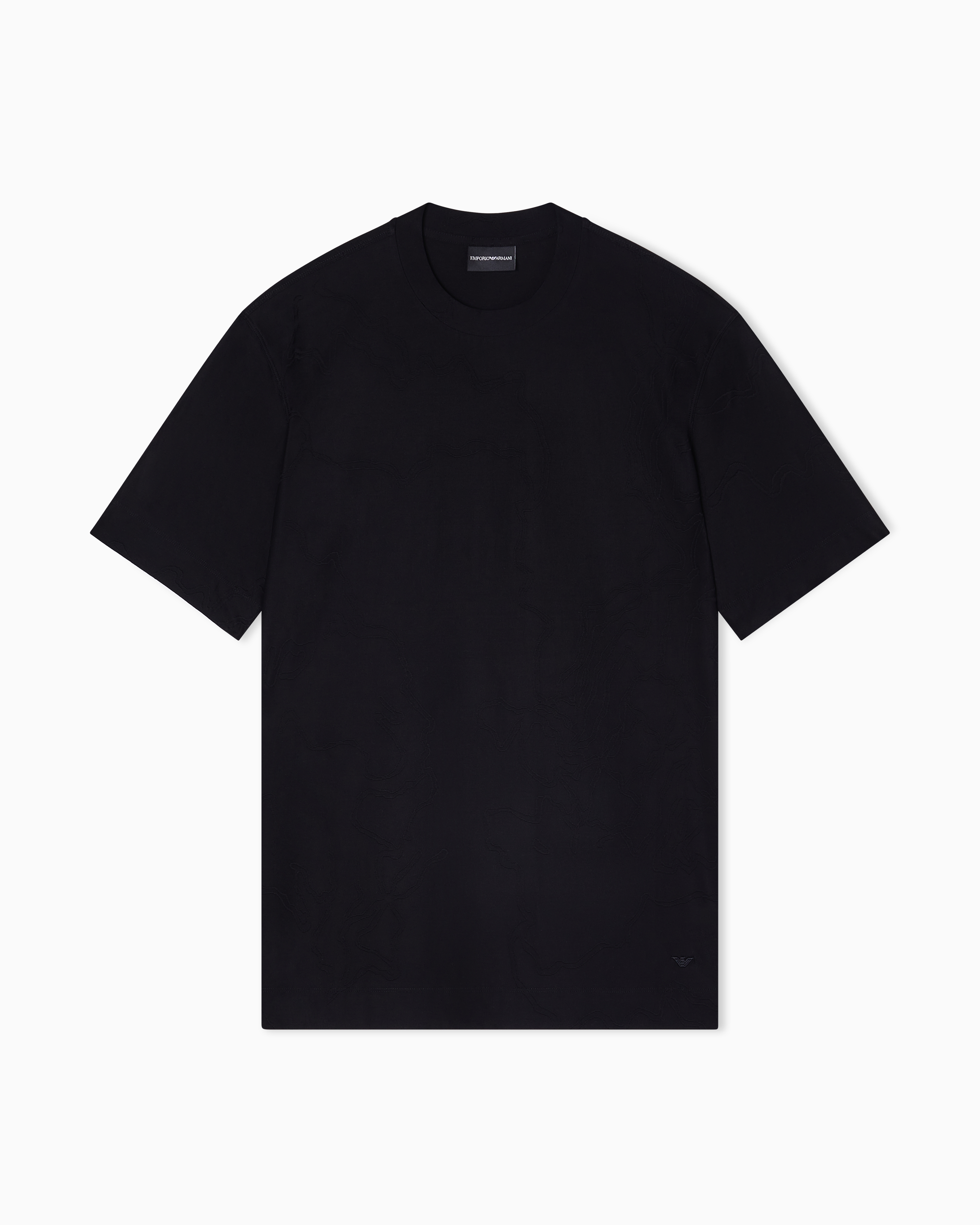 Emporio Armani Black Jersey Jacquard T-Shirt With All-Over Motif