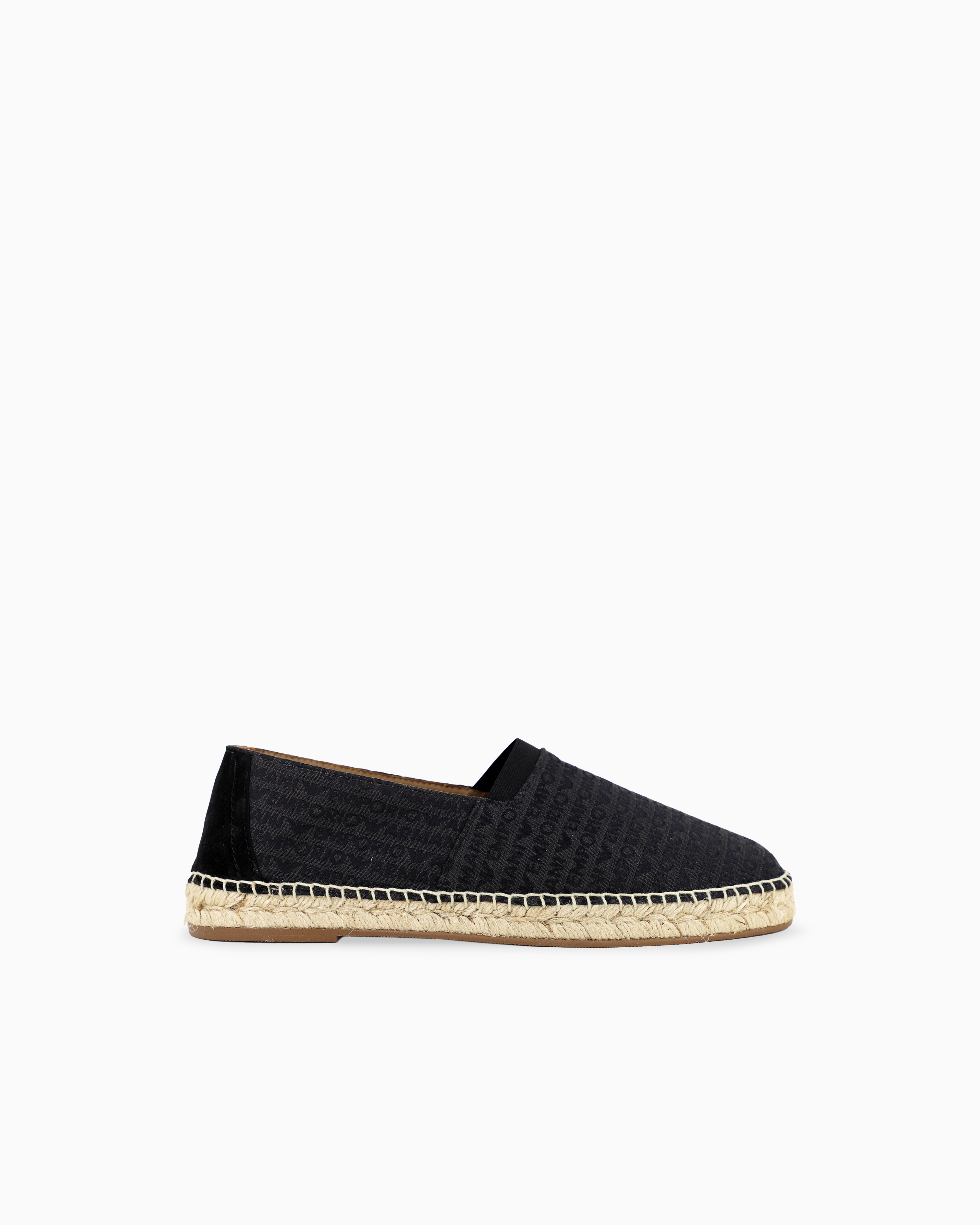 Emporio Armani Black Jacquard Espadrilles With All-Over Logo Lettering