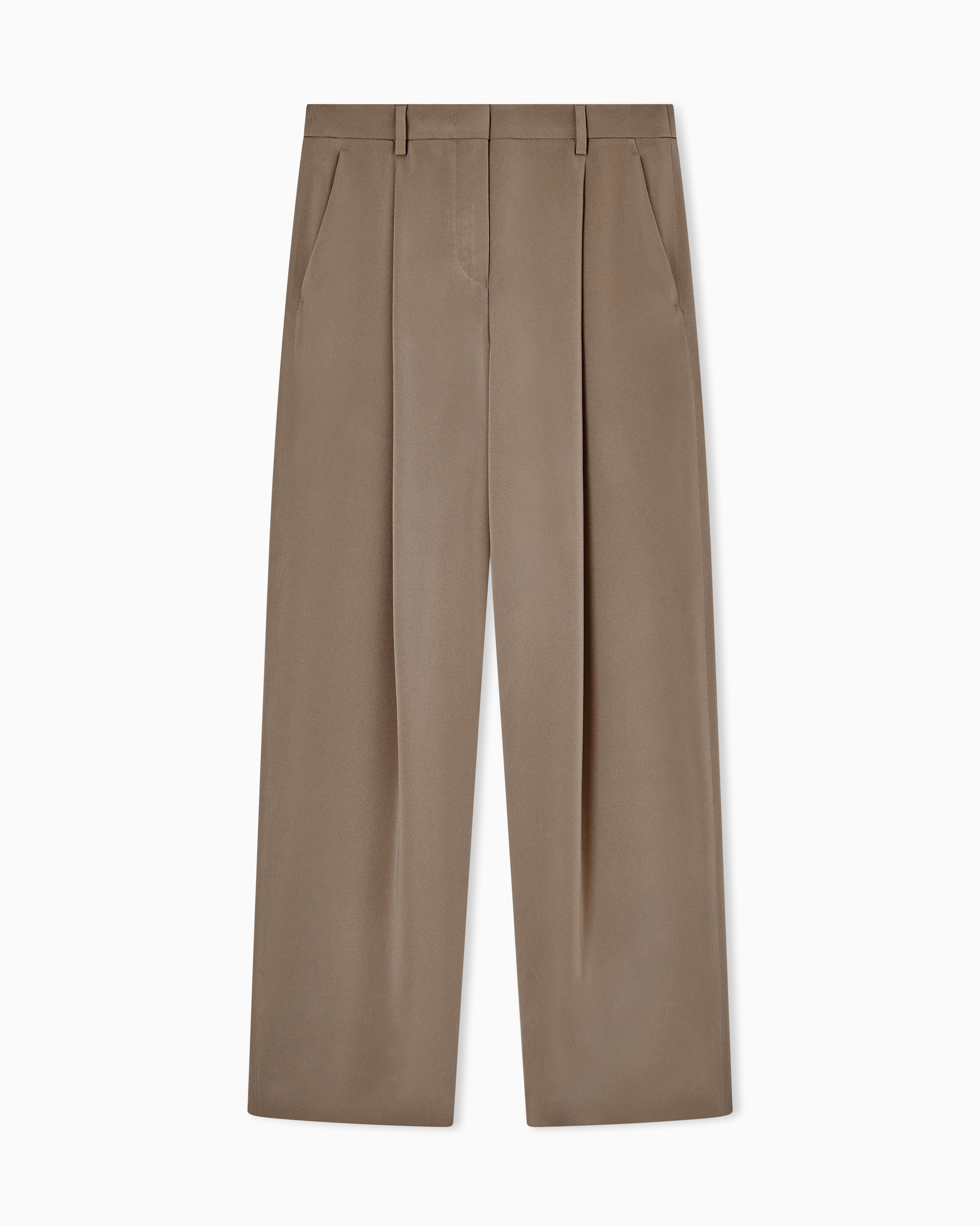 Giorgio Armani Brown Single-Pleat Silk Crêpe Trousers