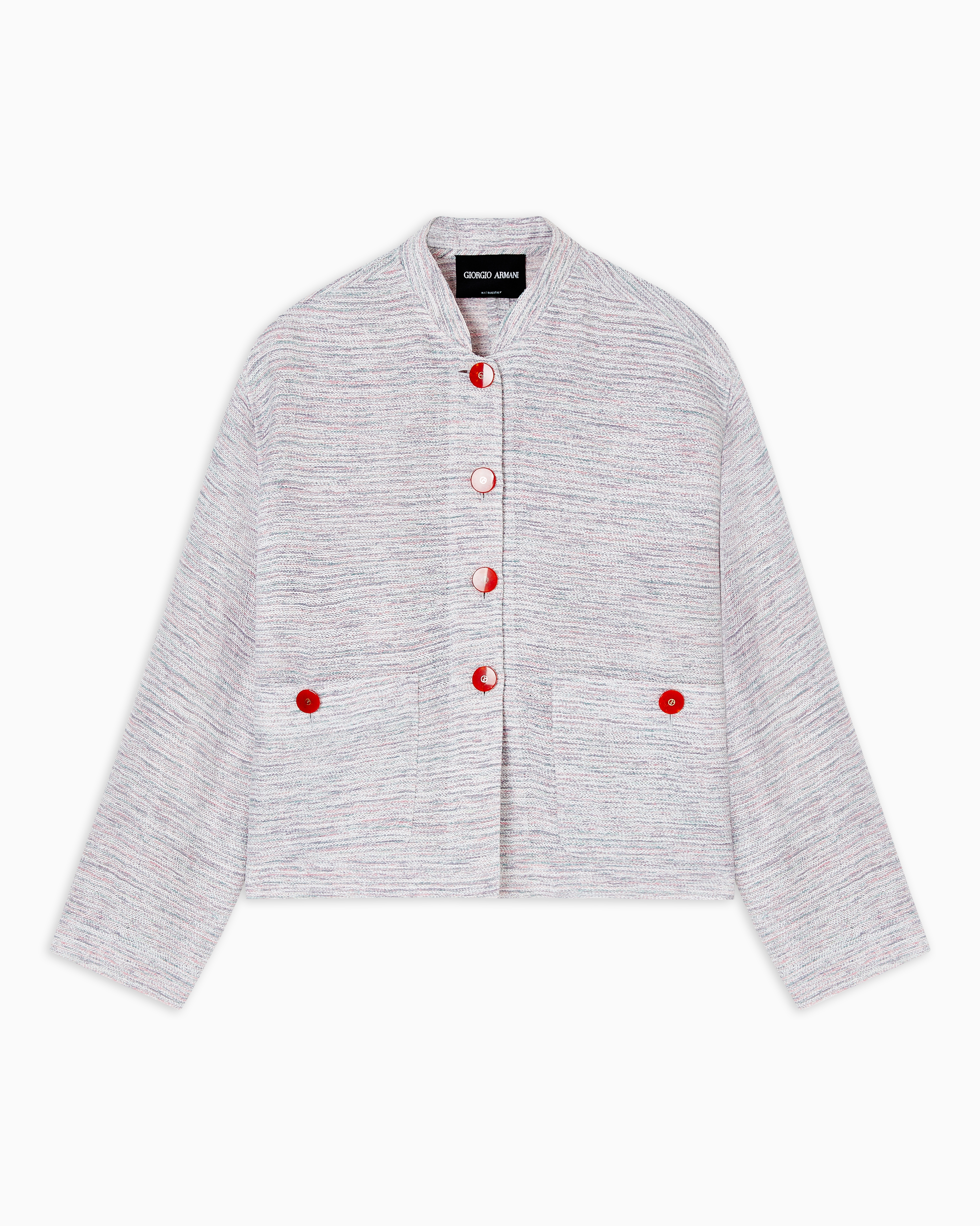 Giorgio Armani Pink Viscose And Linen Mouliné Knit Blouson