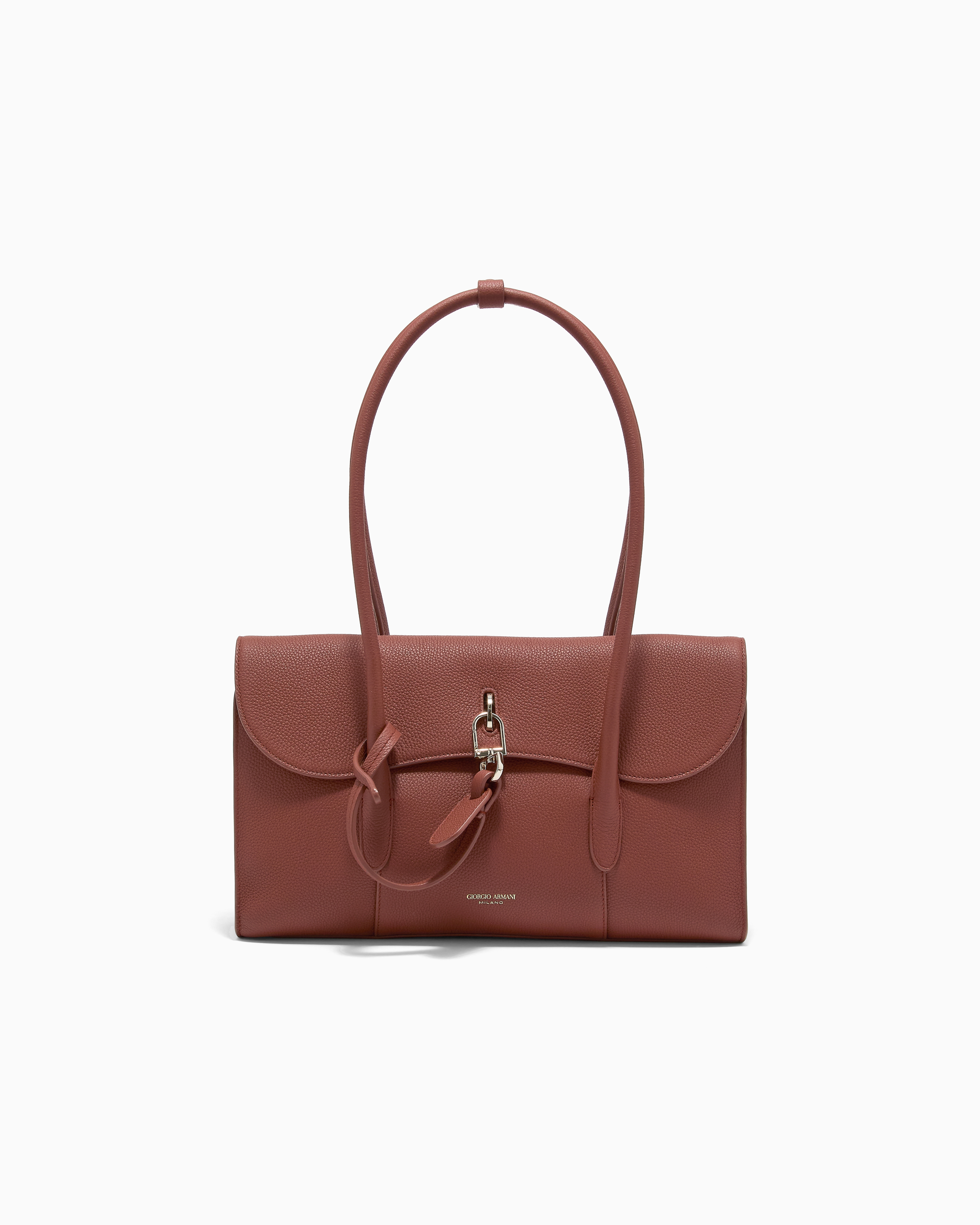Giorgio Armani Red Small Pebbled Leather Shoulder Bag