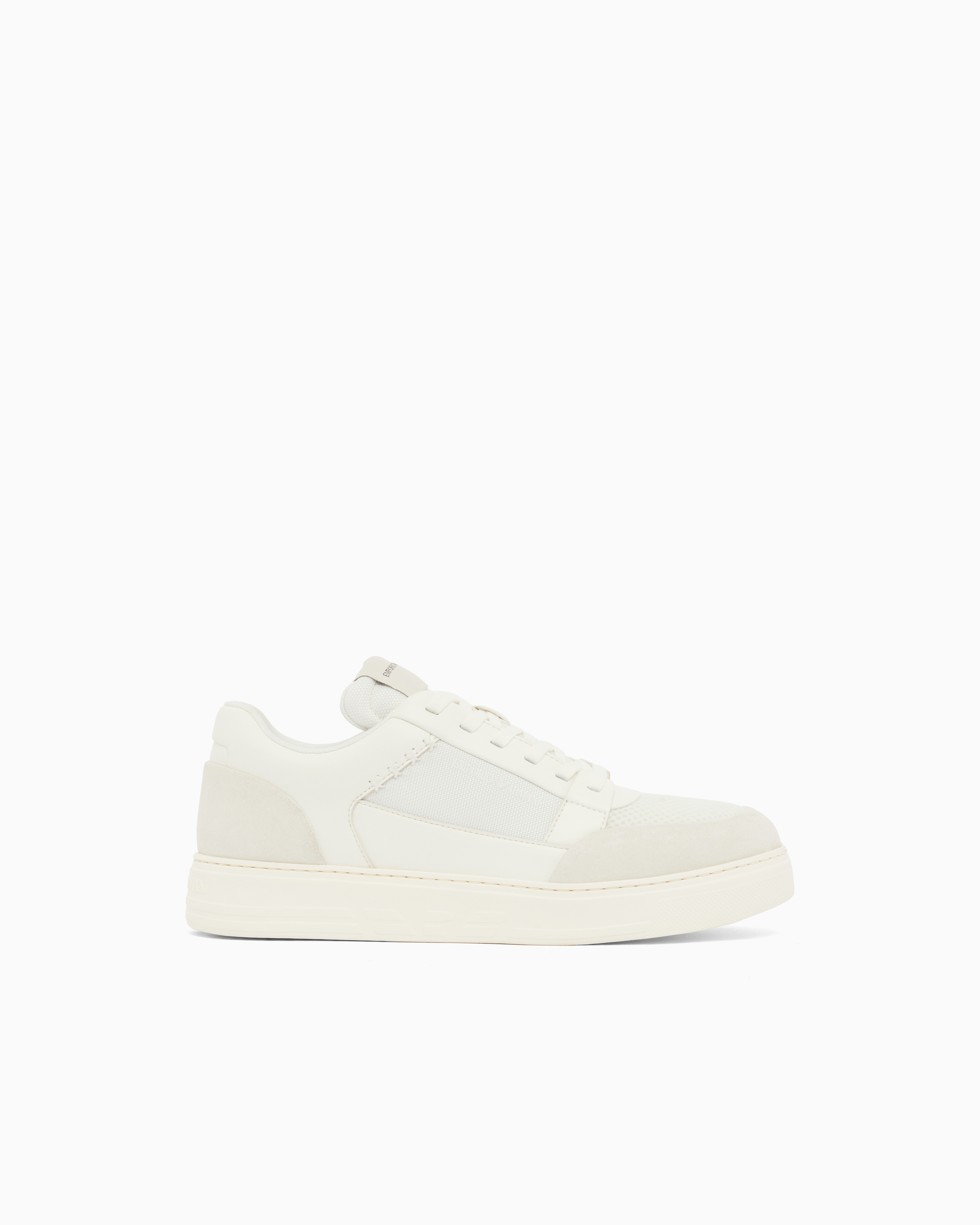 Emporio Armani White Cordura Sneakers With Suede Details