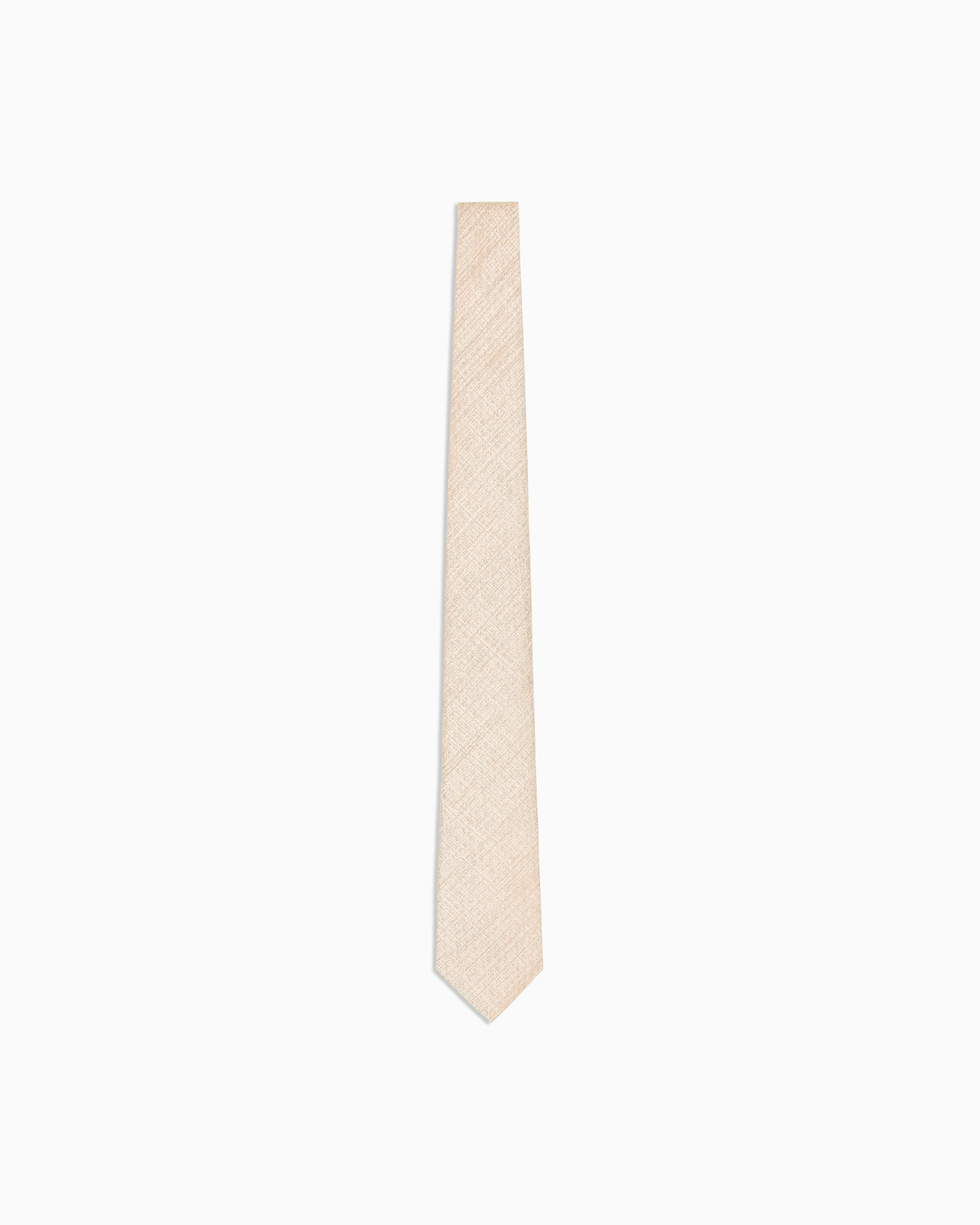 Emporio Armani Beige Pure Silk Tie With Jacquard Motif