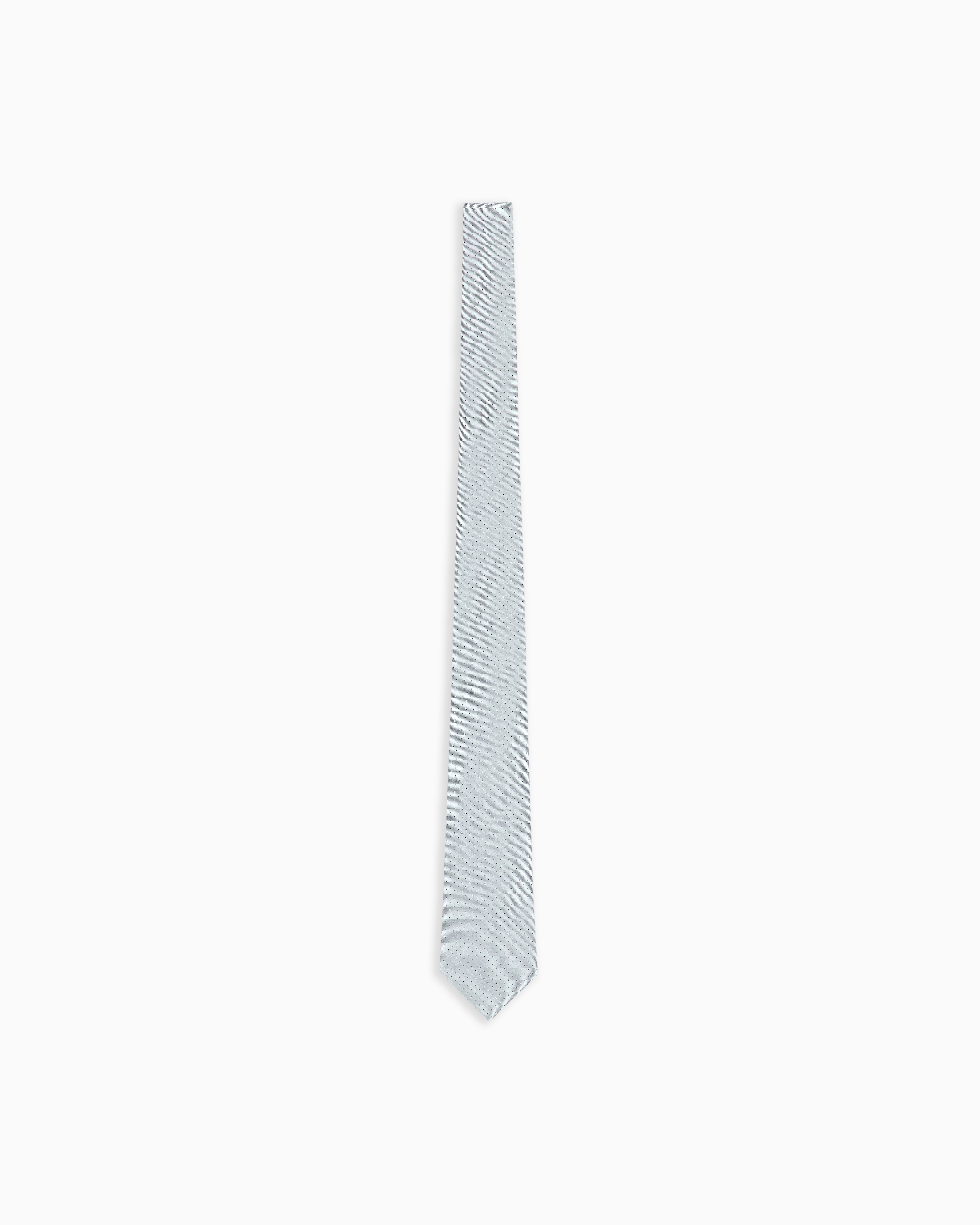 Emporio Armani Grey Pure Silk Tie With Micro Polka-Dot Jacquard