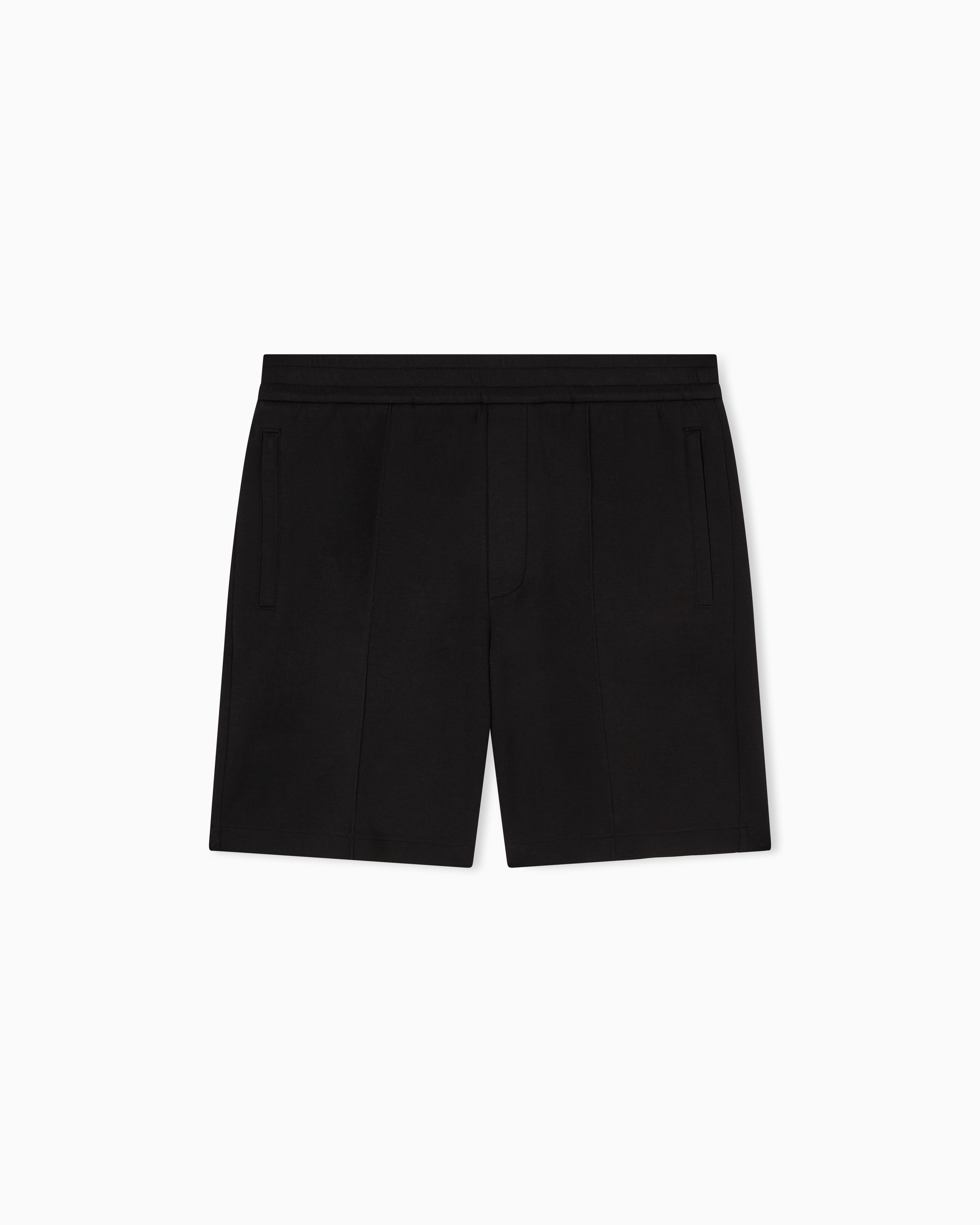Emporio Armani Black Double-Jersey Bermuda Shorts With Ribs