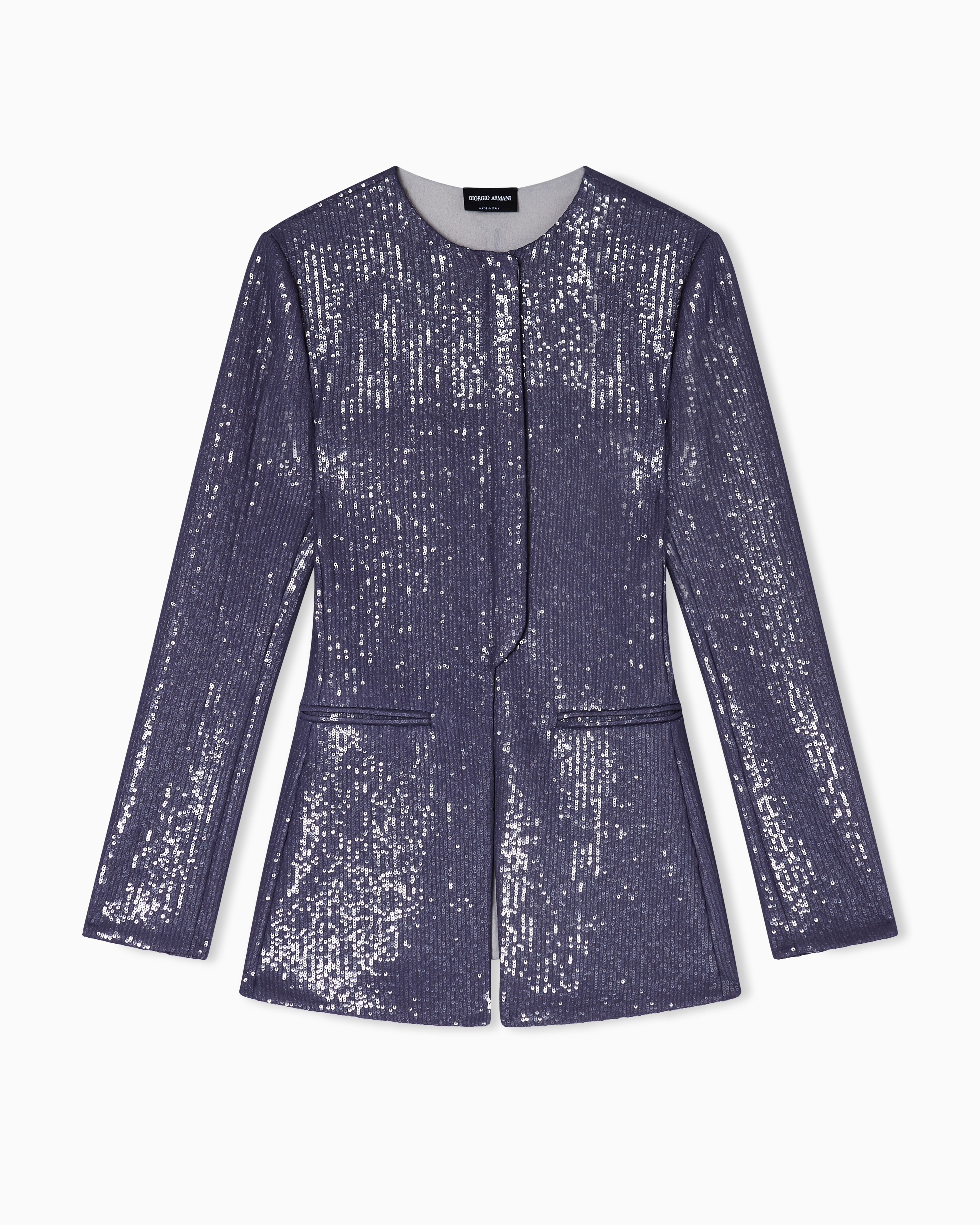 Giorgio Armani Purple Jersey Single-Breasted Jacket With Sequins