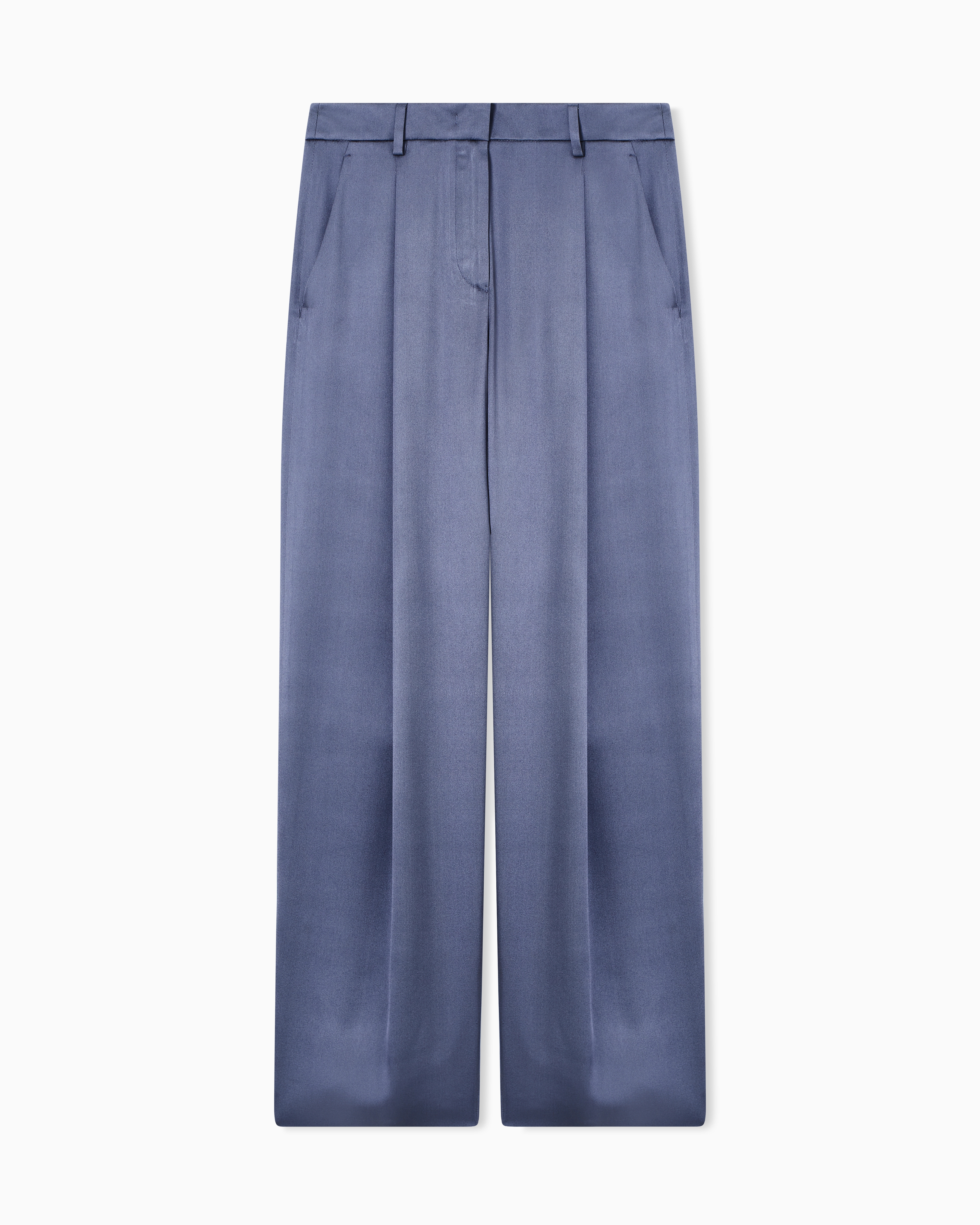 Giorgio Armani Light Blue Silk Double Satin Single-Pleat Trousers