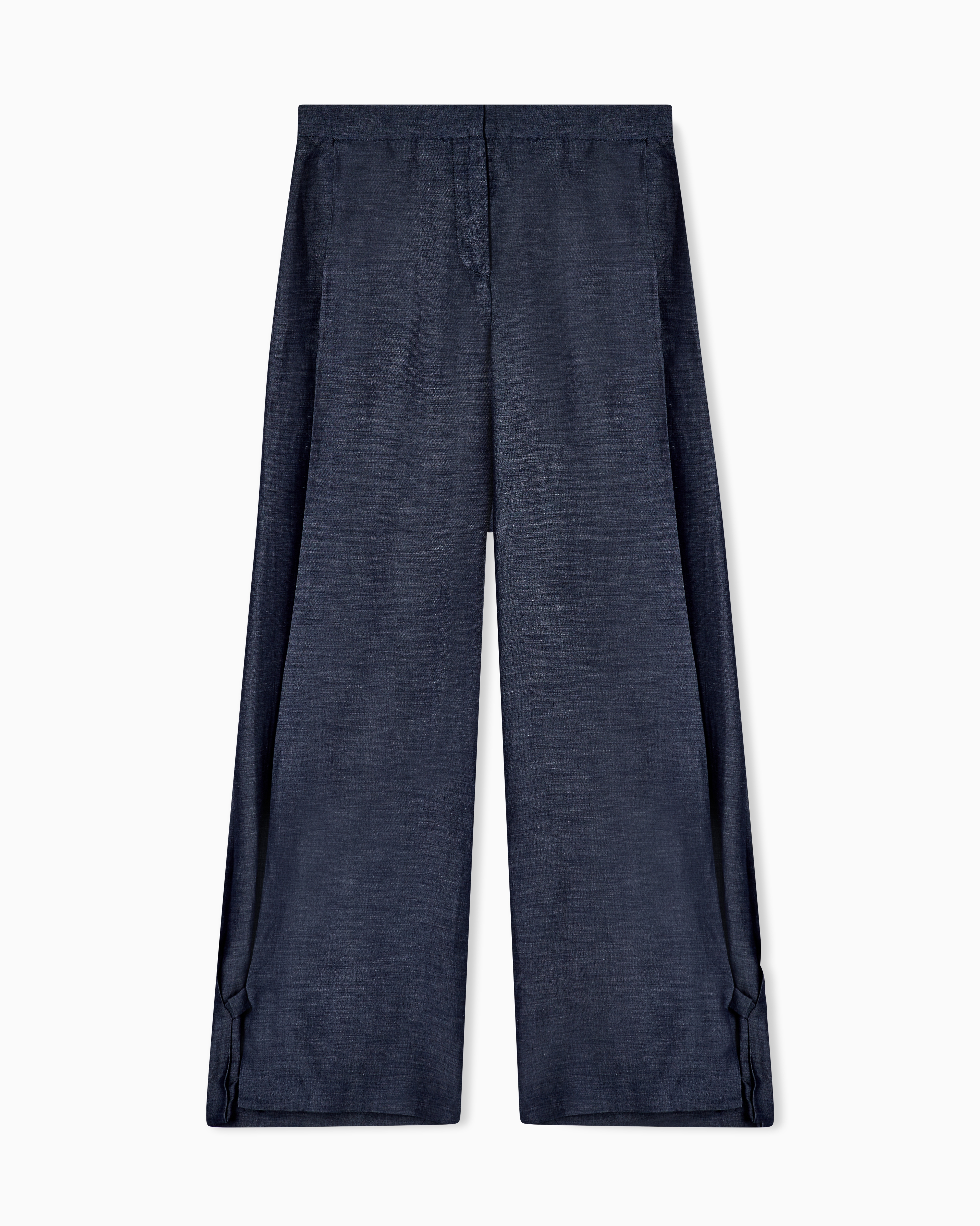 Giorgio Armani Grey Wide-Leg Trousers In Linen And Lyocell Denim Collection
