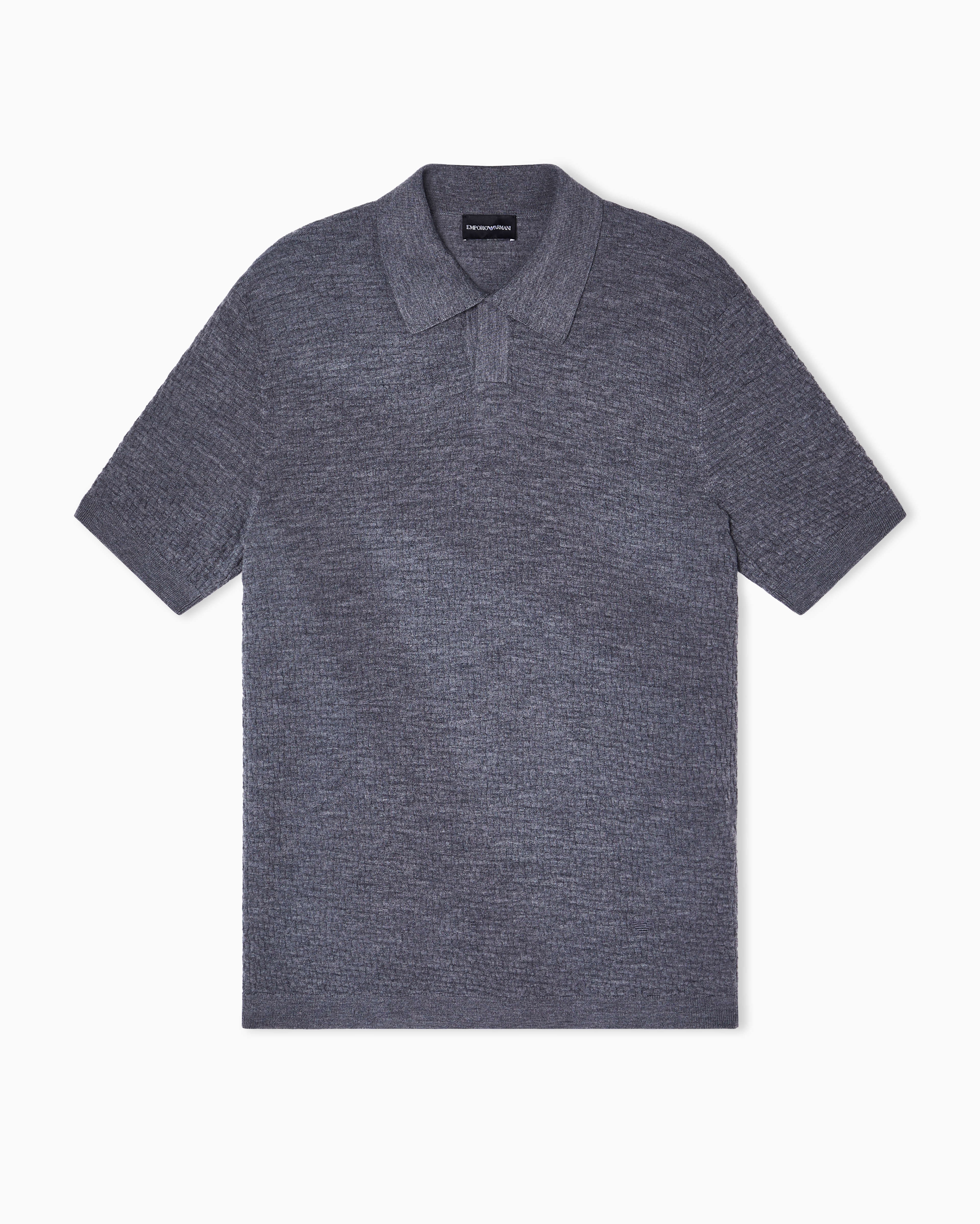 Emporio Armani Maglia Collo Polo In Lana Vergine Motivo Quadrettato